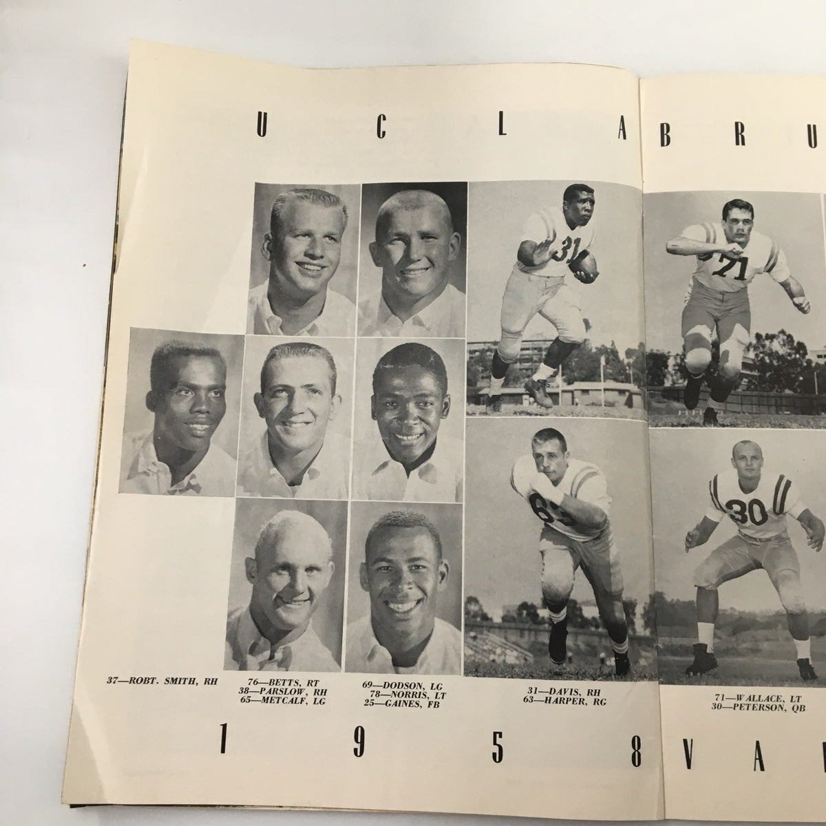 October 25, 1958 NCAA Football Stanford vs UCLA The Goal Post Official Program, showcasing images of the UCLA Bruins team members.