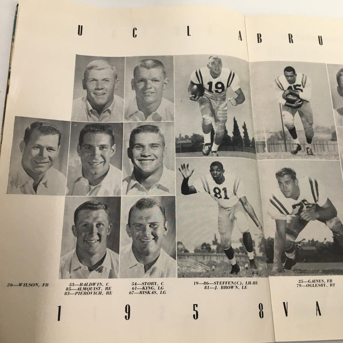October 25, 1958 NCAA Football Stanford vs UCLA The Goal Post Official Program, presenting more players from the UCLA Bruins varsity roster.