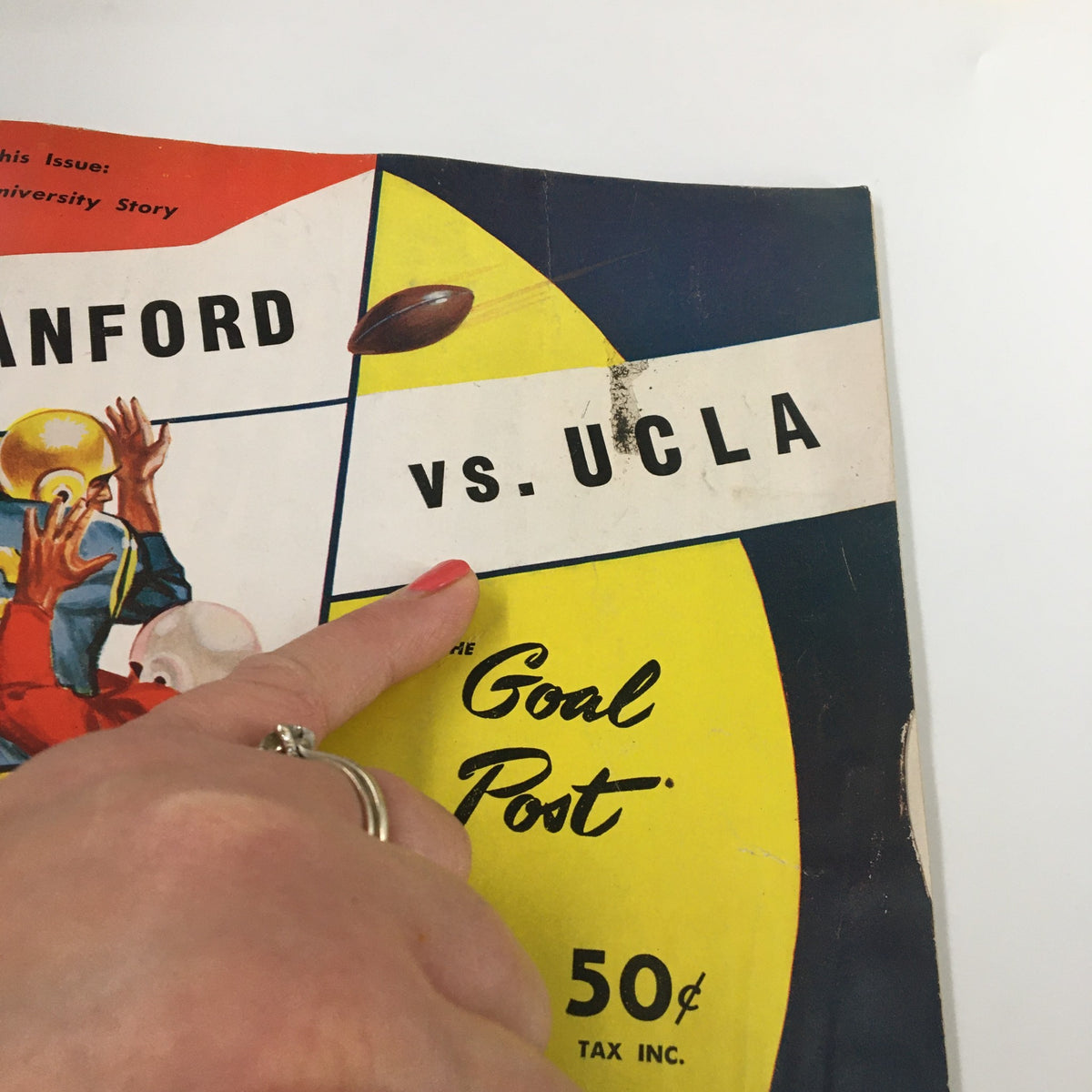 Cover of the October 27 1962 NCAA Football Stanford vs UCLA Official Program, featuring a graphic design with 'Stanford vs. UCLA' prominently displayed.
