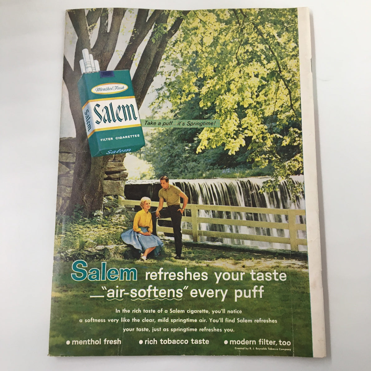 October 27 1962 NCAA Football Stanford vs UCLA Official Program featuring an advertisement for Salem cigarettes, promoting their flavor and freshness.