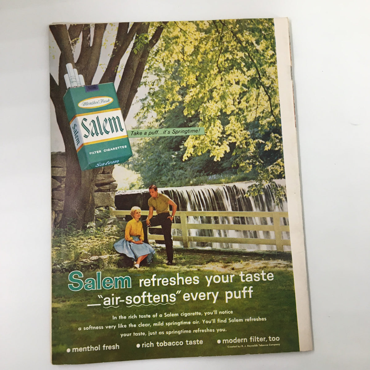 Cover of the November 24, 1962 NCAA Football SC vs UCLA The Goal Post Official Program featuring an advertisement for Salem cigarettes with a scenic background of a waterfall.