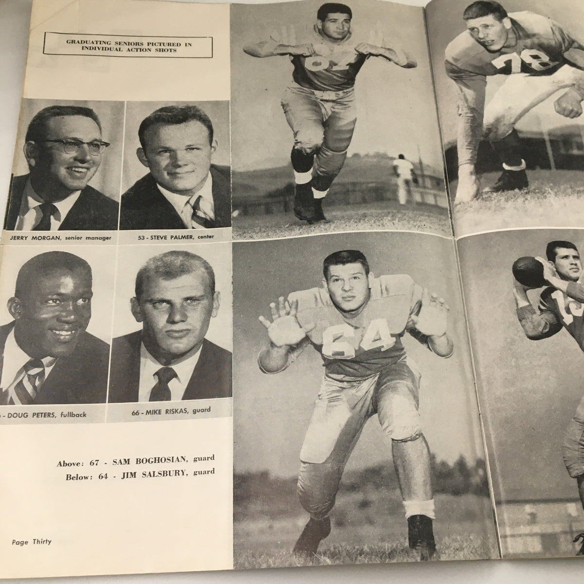 November 20, 1954 NCAA Football USC vs UCLA Official Program highlighting players Jerry Morgan and Doug Peters with additional player images.
