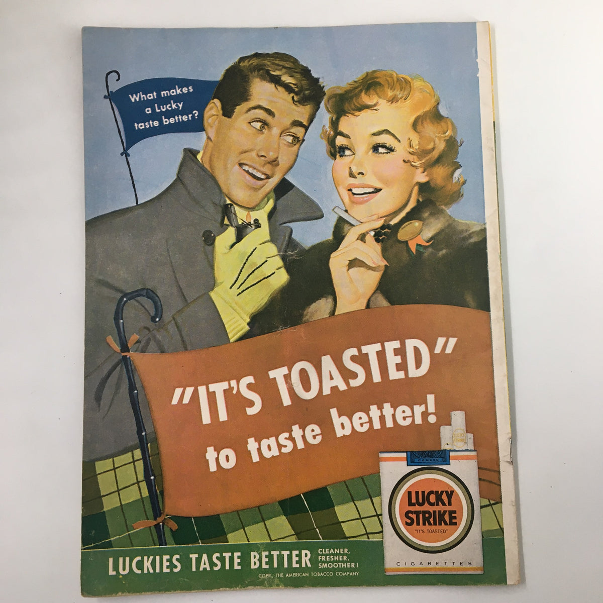 November 20, 1954 NCAA Football USC vs UCLA Official Program with a vintage advertisement for Lucky Strike cigarettes.