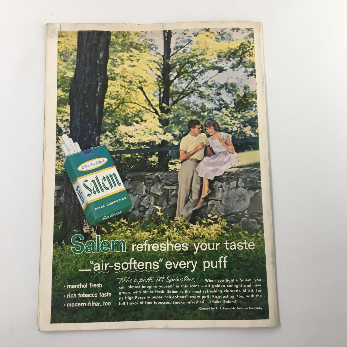 October 14 1961 NCAA Football Vanderbilt vs UCLA The Goal Post Official Program - Vintage advertisement for Salem cigarettes showcasing a couple enjoying their time outdoors.