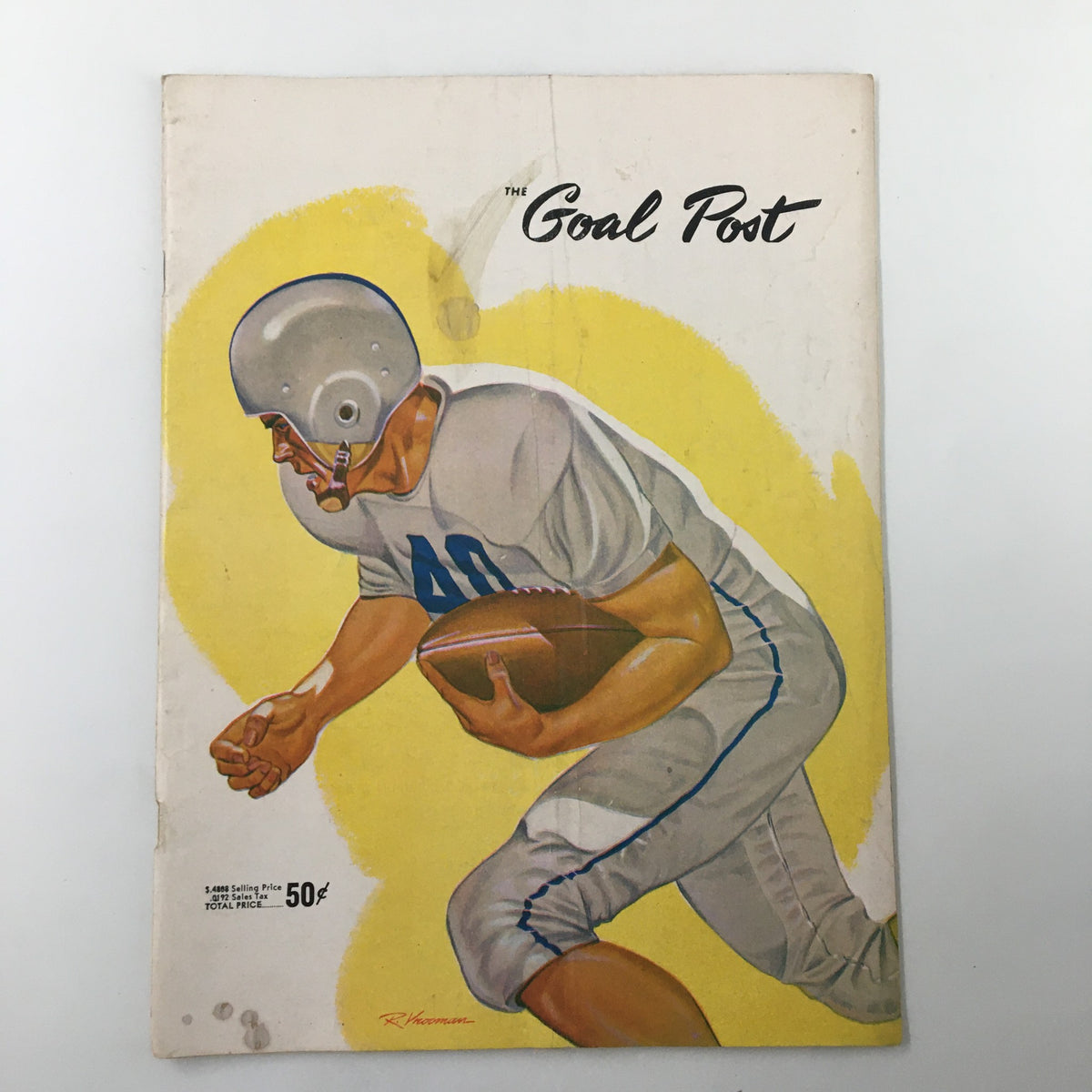 Cover of the September 16 1955 NCAA Football The Goal Post featuring a player in a football uniform holding a ball.