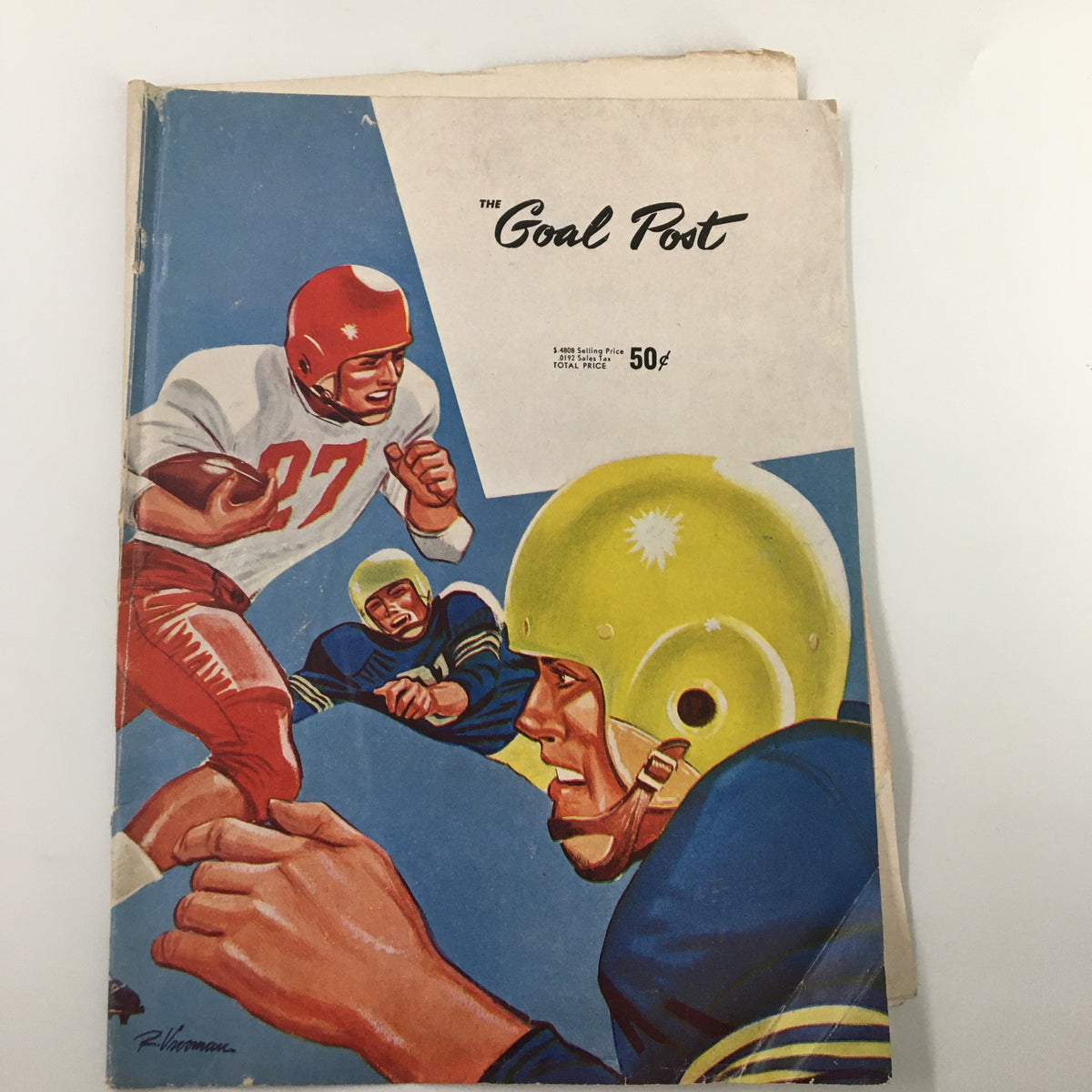 Cover of the official program for the November 2, 1957 NCAA Football game between California Golden Bears and UCLA Bruins, featuring colorful illustrations of football players in action.