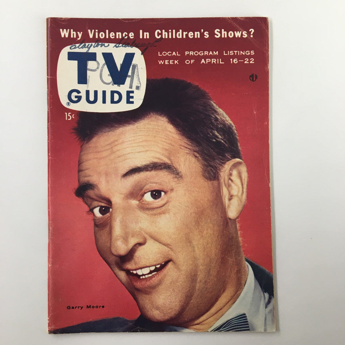 TV Guide Magazine April 16, 1955 featuring Gary Moore on the cover, highlighting vintage television culture and nostalgia.