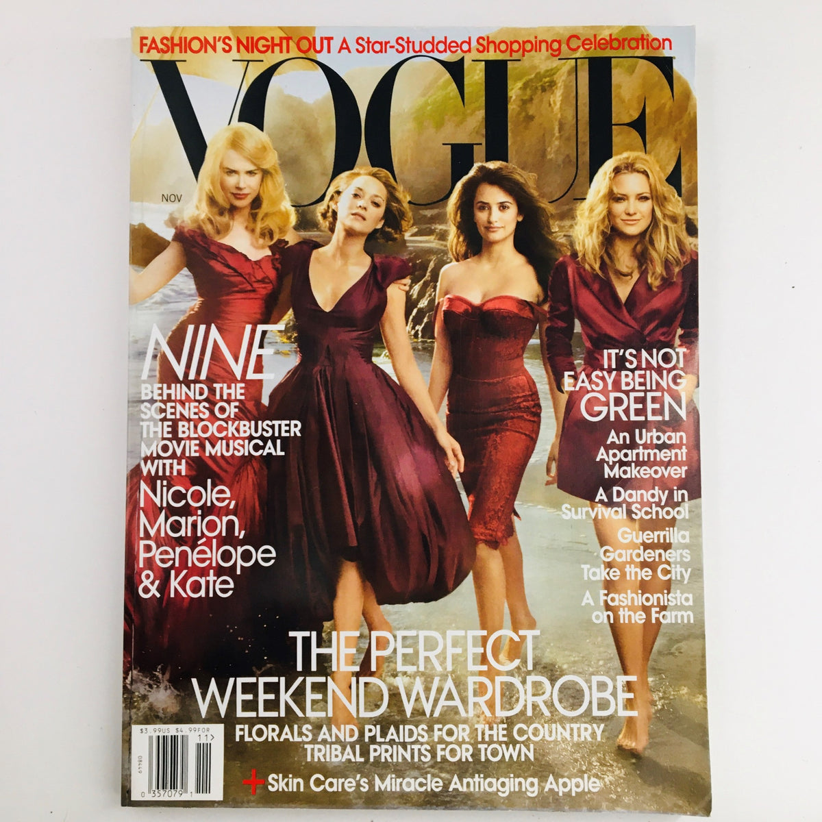 Vogue Magazine November 2009 featuring Nicole Kidman, Marion Cotillard, Penélope Cruz, and Kate Winslet on the cover, showcasing a glamorous fashion presentation.