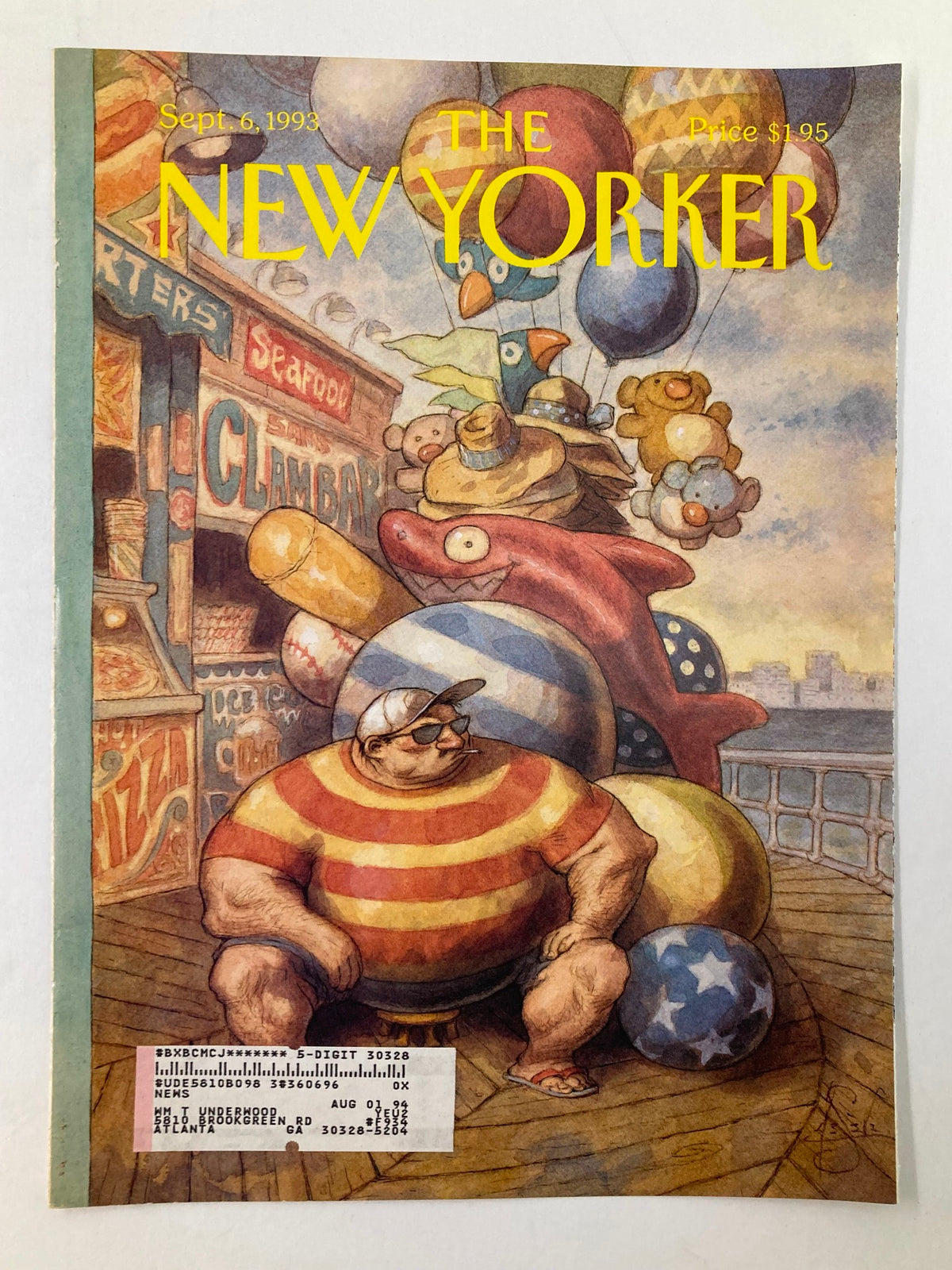 Another view of the cover of The New Yorker, September 6, 1993, showcasing the colorful illustration by Peter de Seve, capturing the essence of Labor Day with charming characters and festive elements.