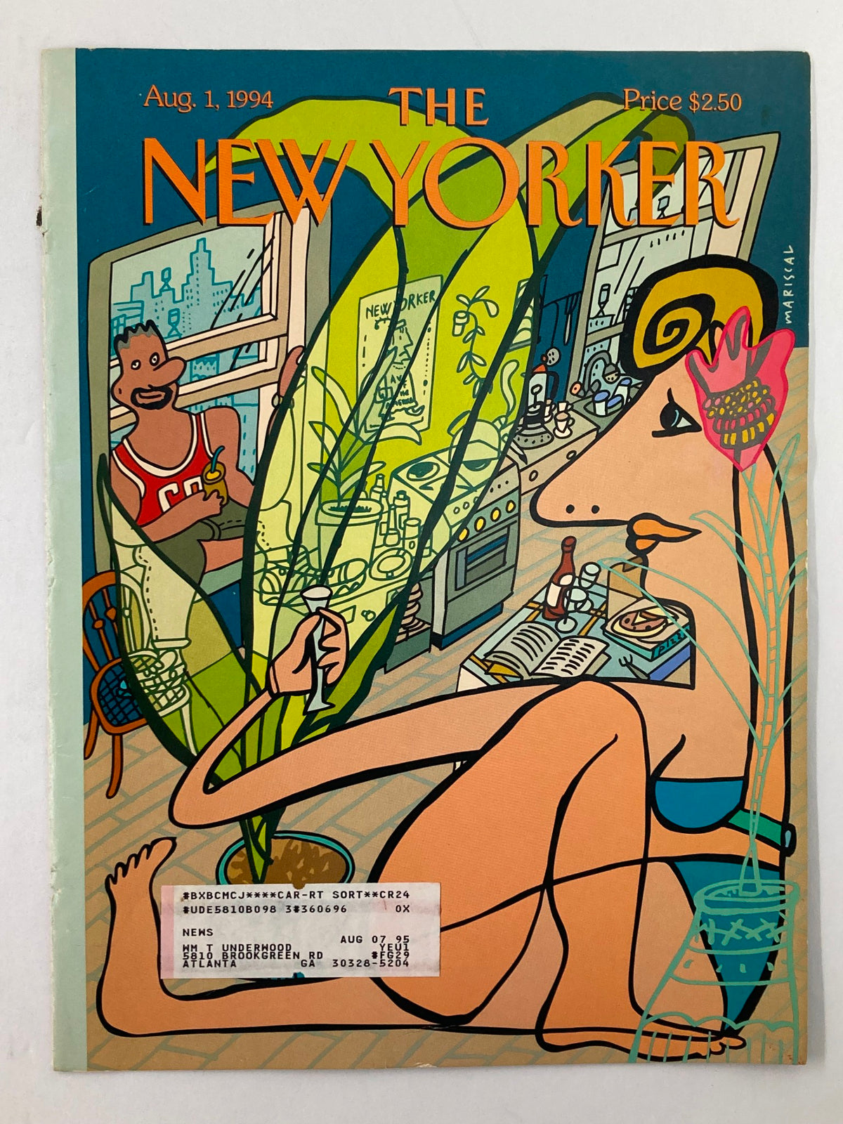 Cover of The New Yorker dated August 1, 1994, illustrated by Javier Mariscal, representing the 'Loft Life' theme, highlighting vibrant colors and unique design elements in an urban environment.