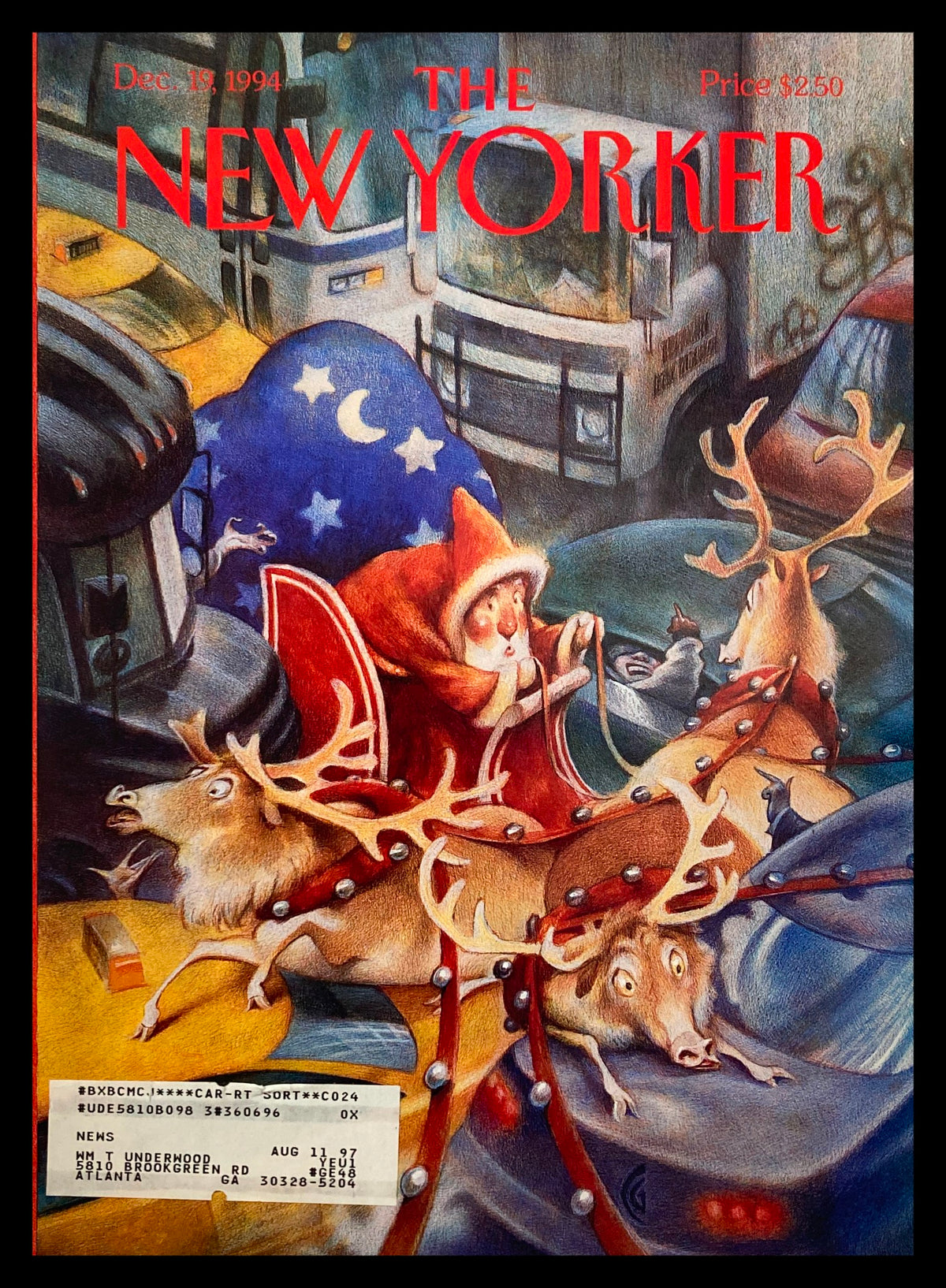COVER ONLY The New Yorker December 19 1994 Holiday Traffic by Carter Goodrich