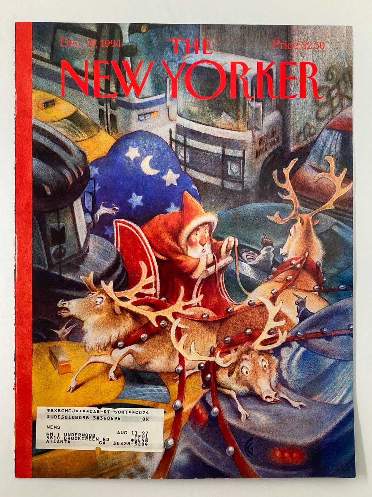 COVER ONLY The New Yorker December 19 1994 Holiday Traffic by Carter Goodrich
