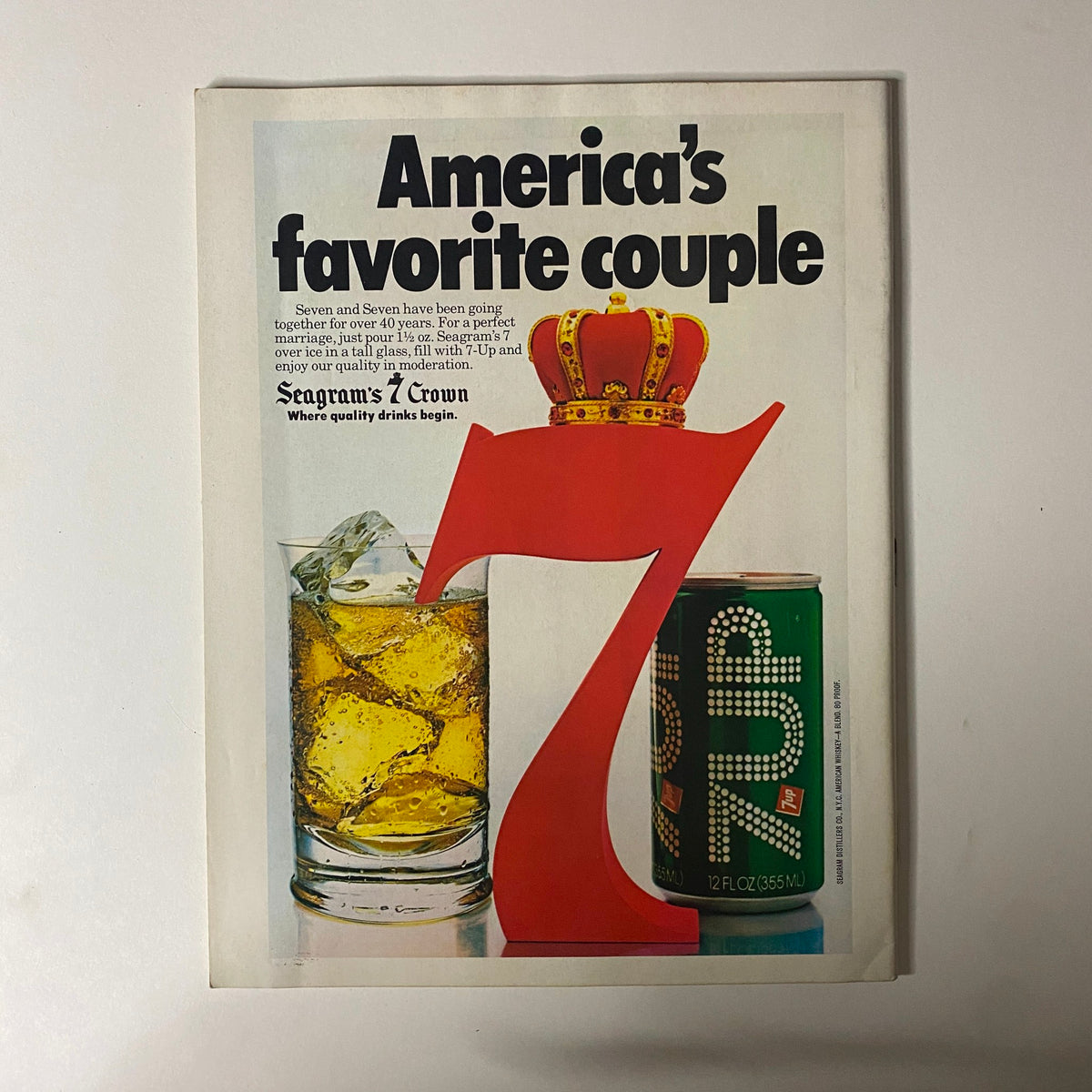 Advertisement from Esquire Magazine April 24, 1979 featuring 'America's favorite couple' promoting Seagram's 7 Crown whiskey paired with 7-Up.
