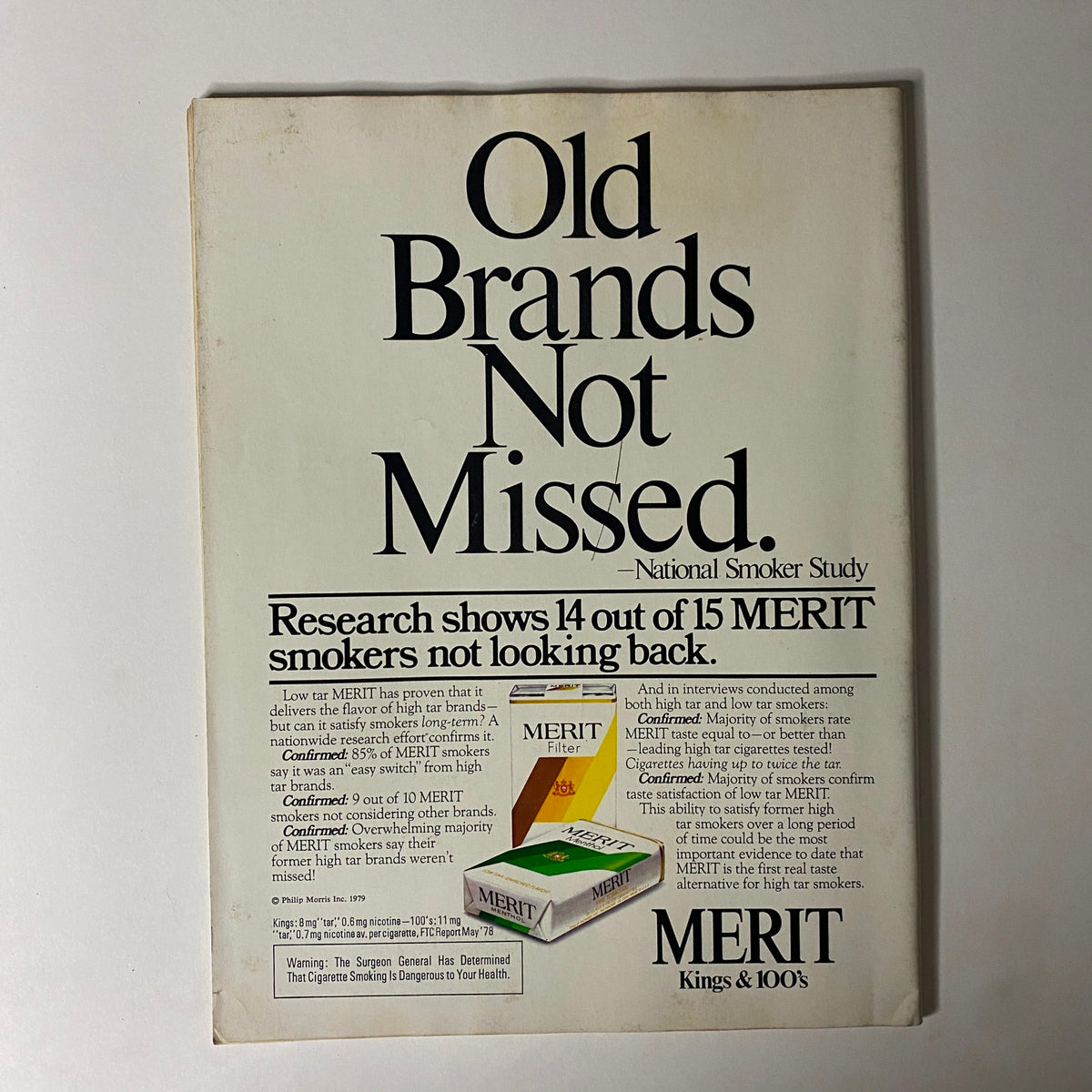 Back cover advertisement from Esquire Magazine, May 22, 1979, promoting MERIT cigarettes, highlighting research on smoker preferences and brand satisfaction.