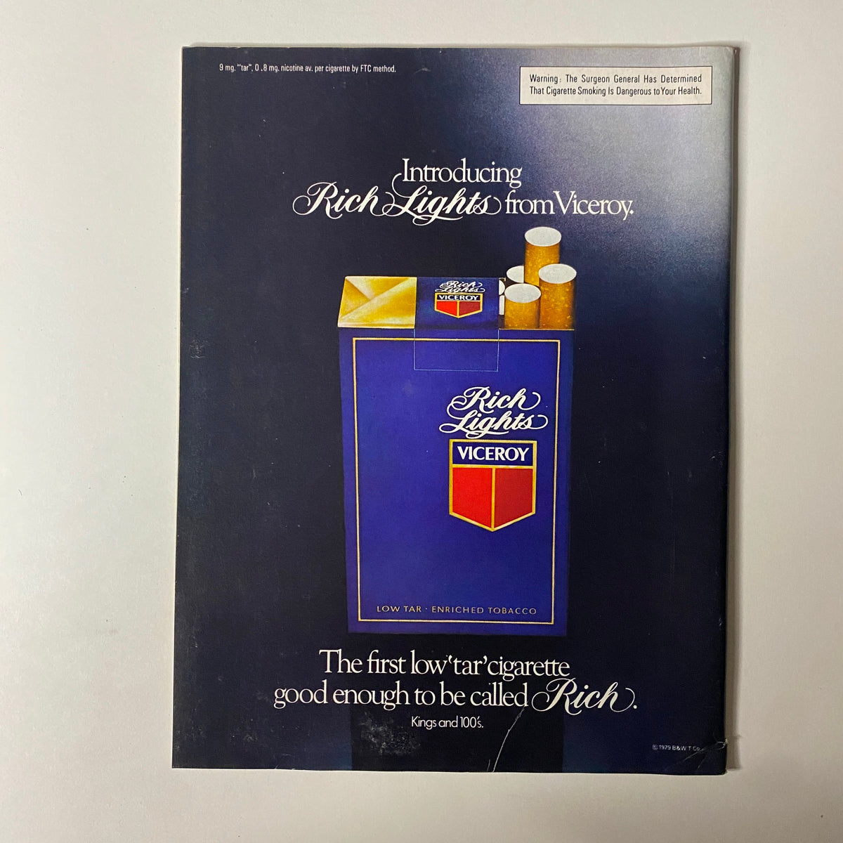 Advertisement page from Esquire Magazine March 27, 1979 introducing 'Rich Lights' cigarettes by Viceroy, showcasing cigarette packaging and branding.