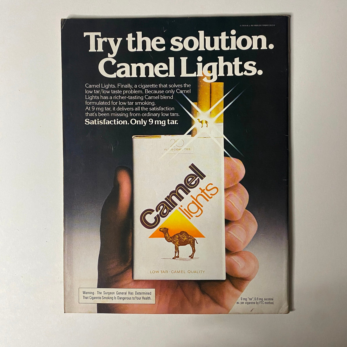 Advertisement for Camel Lights cigarettes on the back cover of Esquire Magazine December 19, 1978.