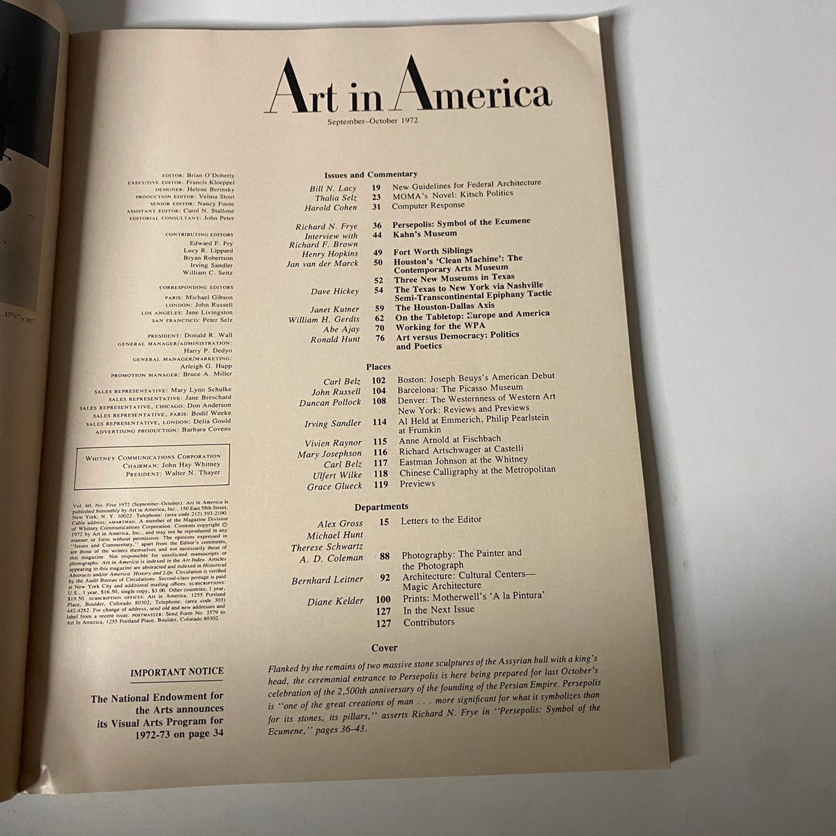 Art in America Magazine September 1972 The Assyrian Bull Sculpture No Label