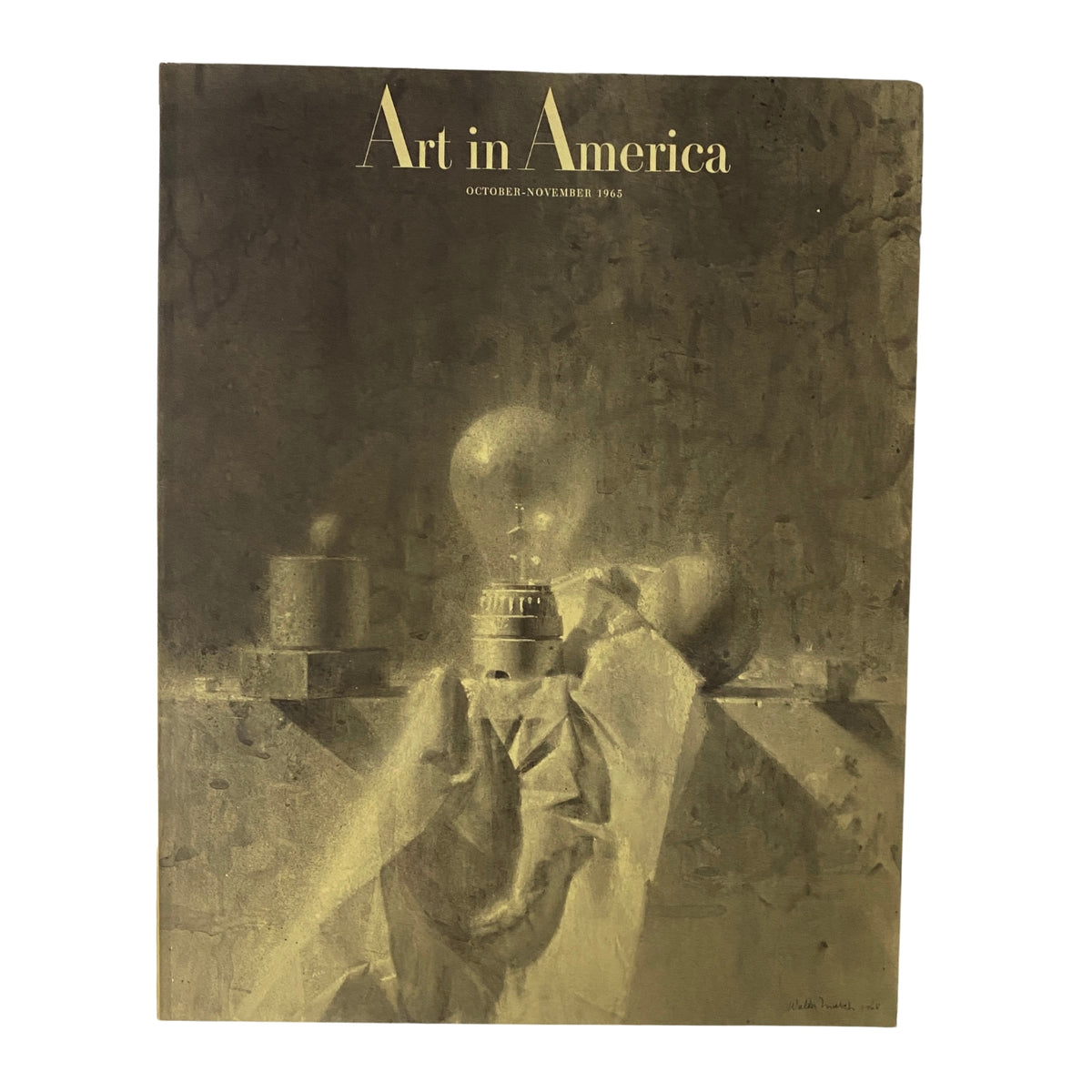 Cover of 'Art in America' magazine, October 1965, featuring the artwork 'The Glass of Water' by Walter Murch.