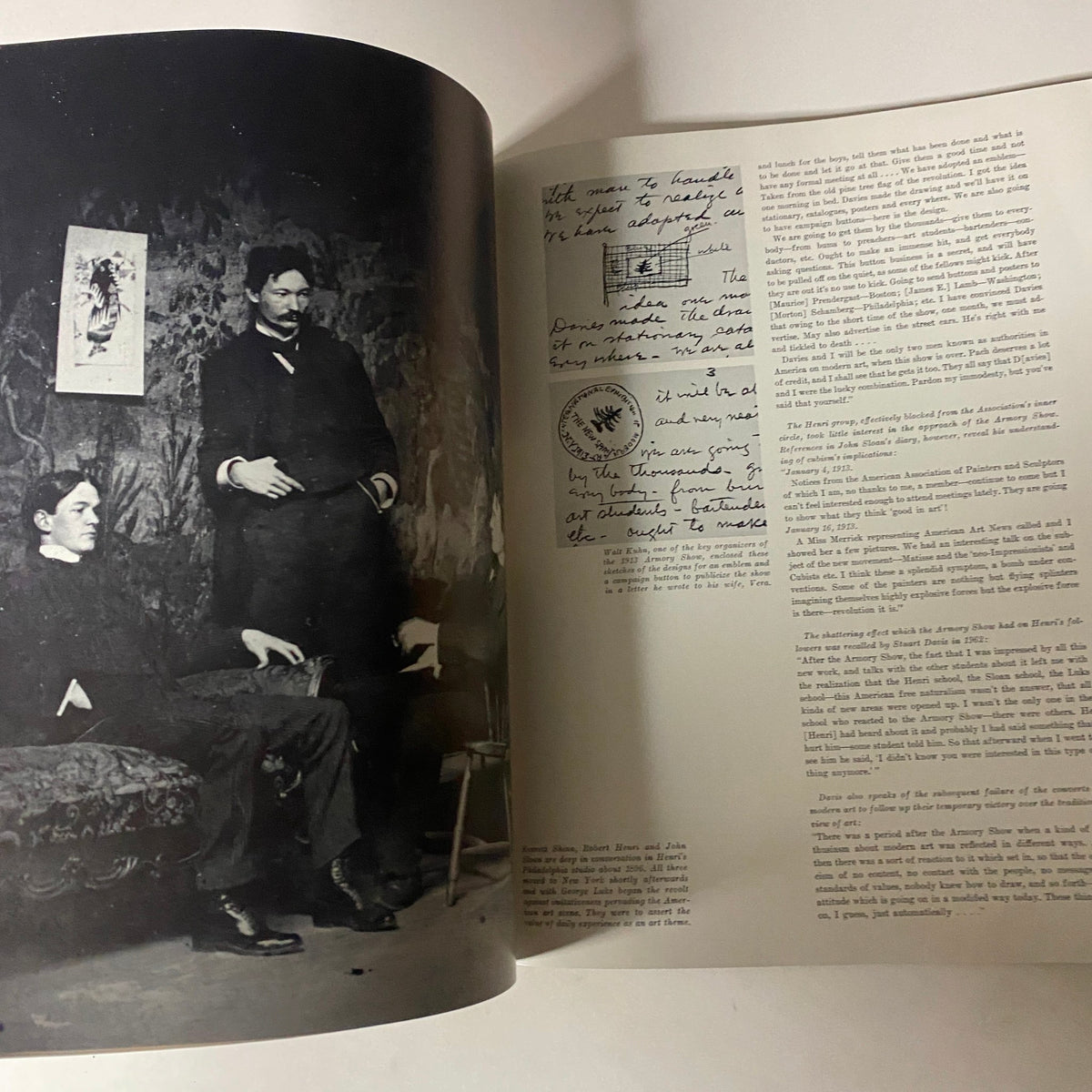 Page from Art in America Magazine August 1965 displaying historical photographs and handwritten notes, highlighting the personal insights of artists from the 19th century.