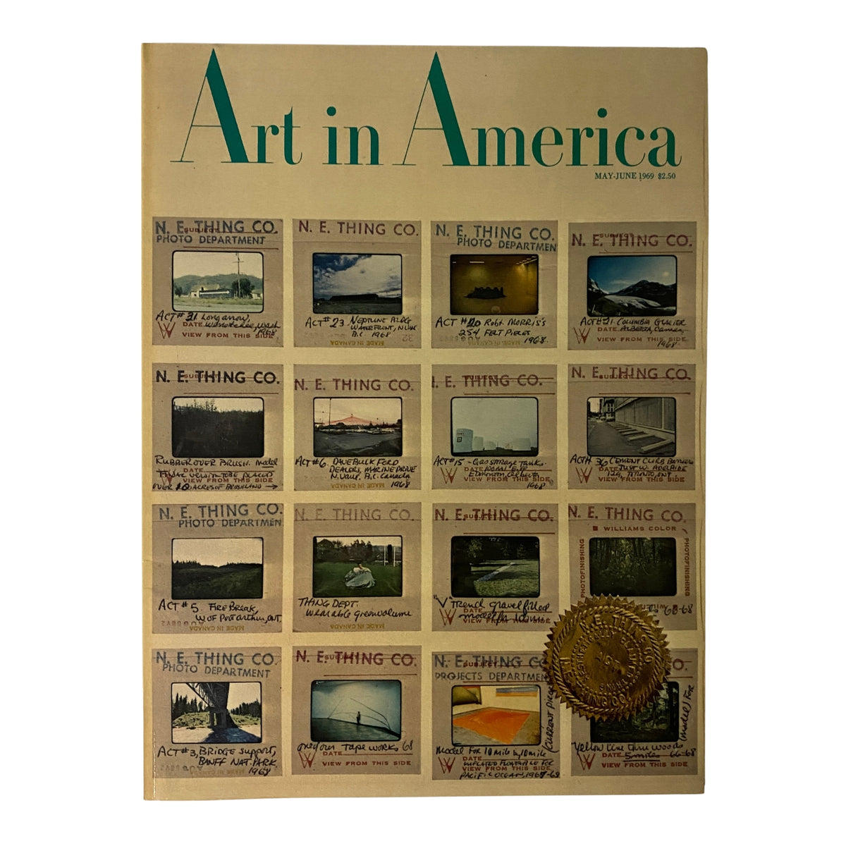 Cover of Art in America Magazine May 1969, featuring artworks and descriptions showcasing the unique focus on contemporary art movements and their challenges to traditional values.