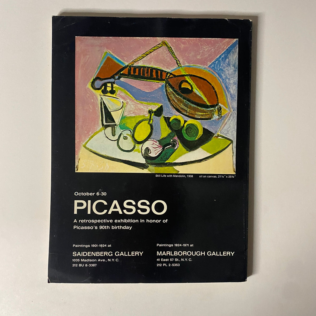 Back cover of the September 1971 issue of Art in America Magazine featuring a promotional flyer for a Picasso retrospective exhibition, emphasizing artworks and gallery locations.