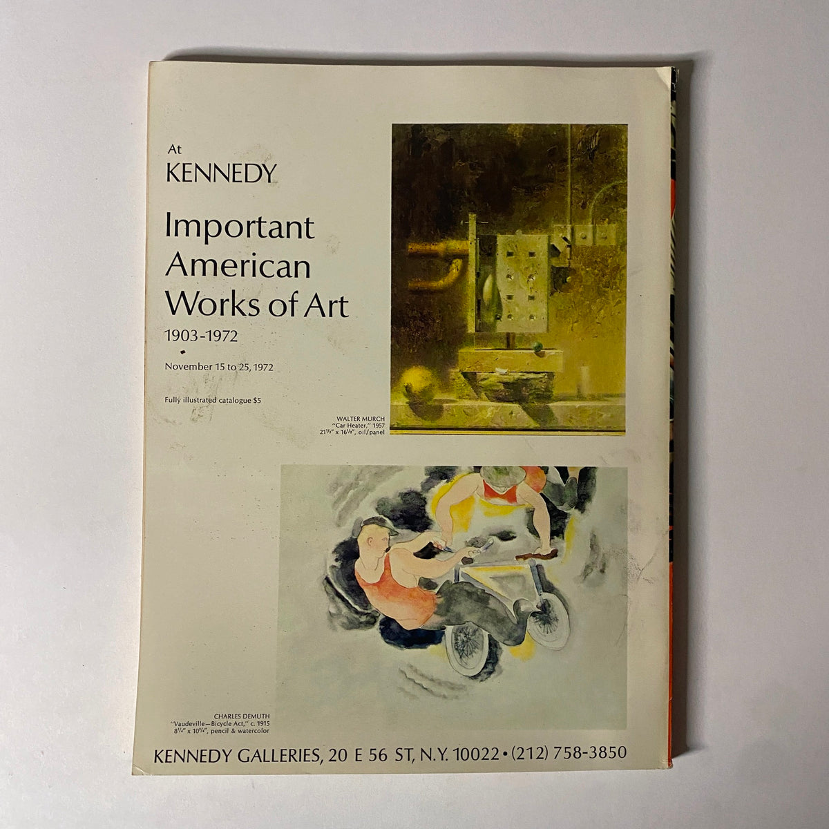 Promotional cover for Important American Works of Art 1903-1972 featured in the November 1972 Art in America Magazine, illustrating key artworks and their descriptions.