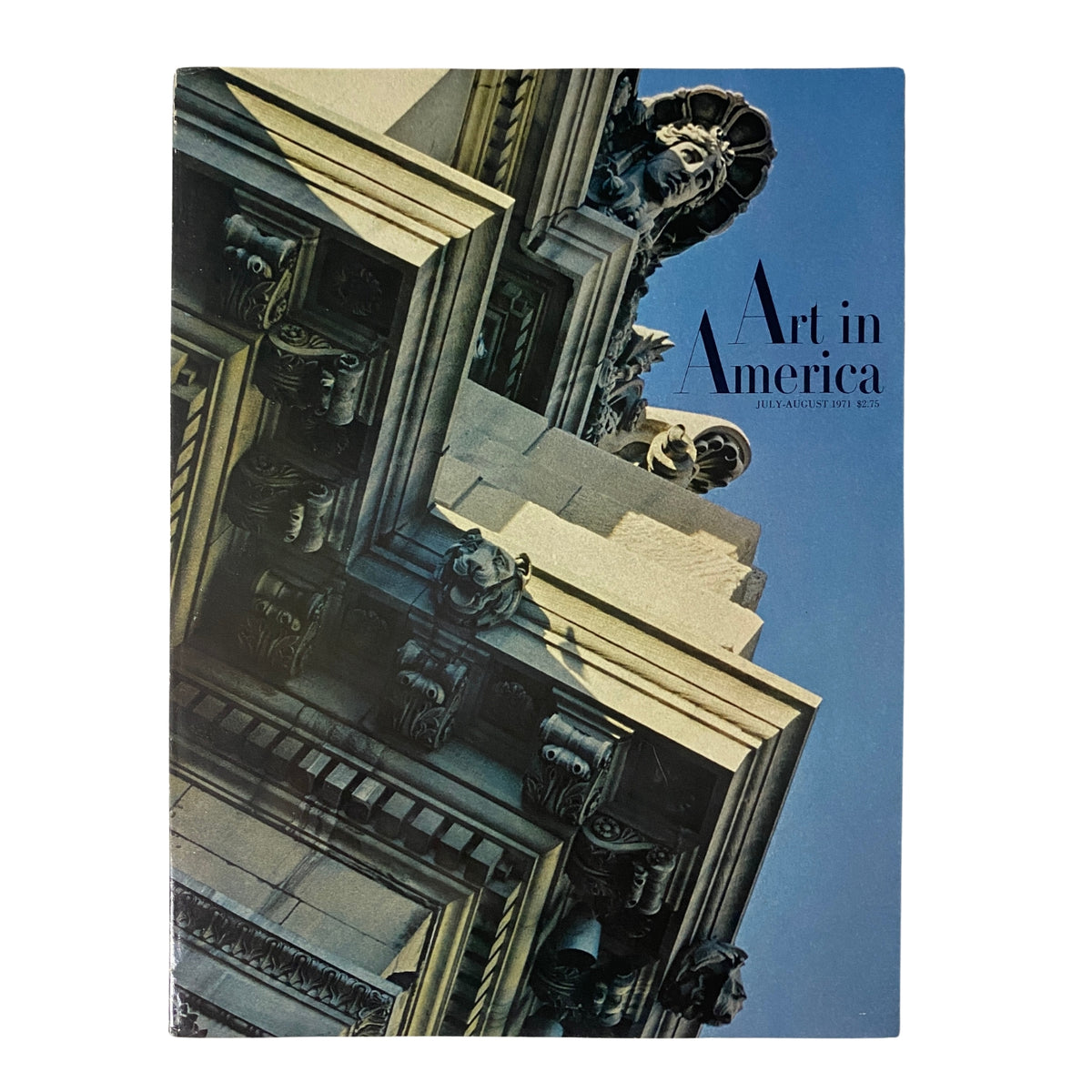 Cover of Art in America Magazine July 1971, showcasing intricate architectural details and a sophisticated design, highlighting the theme of art museums and cultural critique.