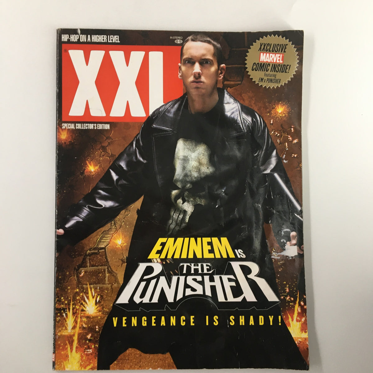 Cover of XXL Magazine June 2009 featuring Eminem as The Punisher with the tagline 'Vengeance is Shady.' A special collector's edition highlighting hip-hop culture.