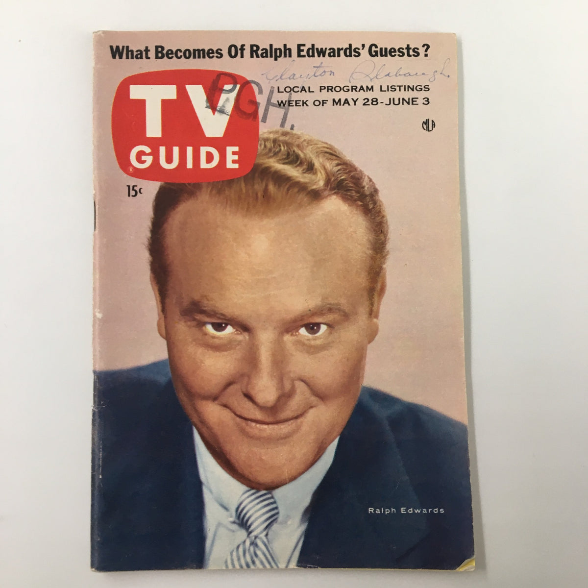Cover of TV Guide Magazine from May 28, 1955 featuring Ralph Edwards, highlighting local program listings for Pittsburgh.