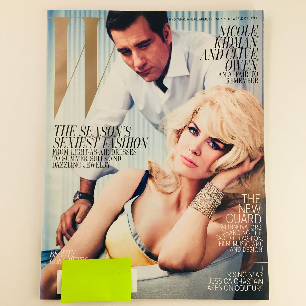 W Magazine May 2012 cover featuring Nicole Kidman and Clive Owen in An Affair to Remember, showcasing the season's sexiest fashion and dazzling jewelry.
