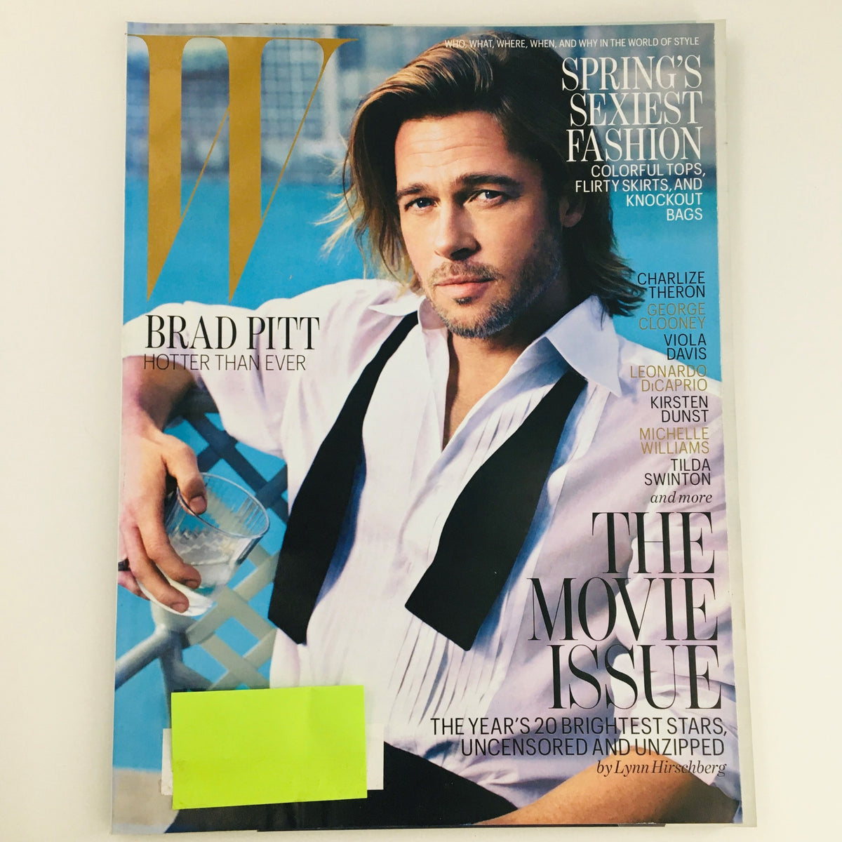 Cover of W Magazine February 2012 featuring Brad Pitt titled 'Hotter Than Ever'. The image showcases the movie star in a stylish outfit, highlighting his status in Hollywood during this collectible issue.