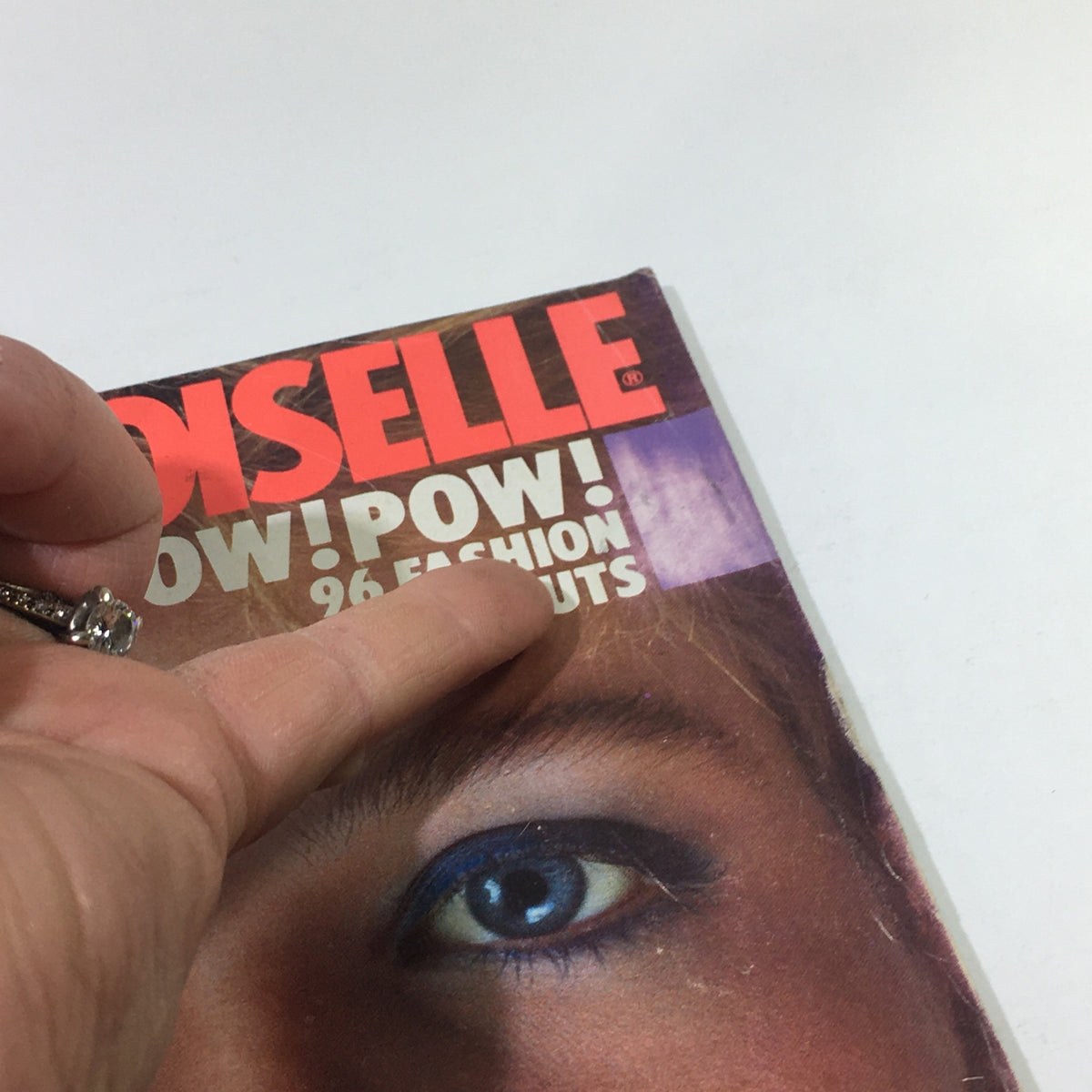 Highlighted section of the Mademoiselle Magazine: February 1983 cover displaying bold text and eye-catching design.