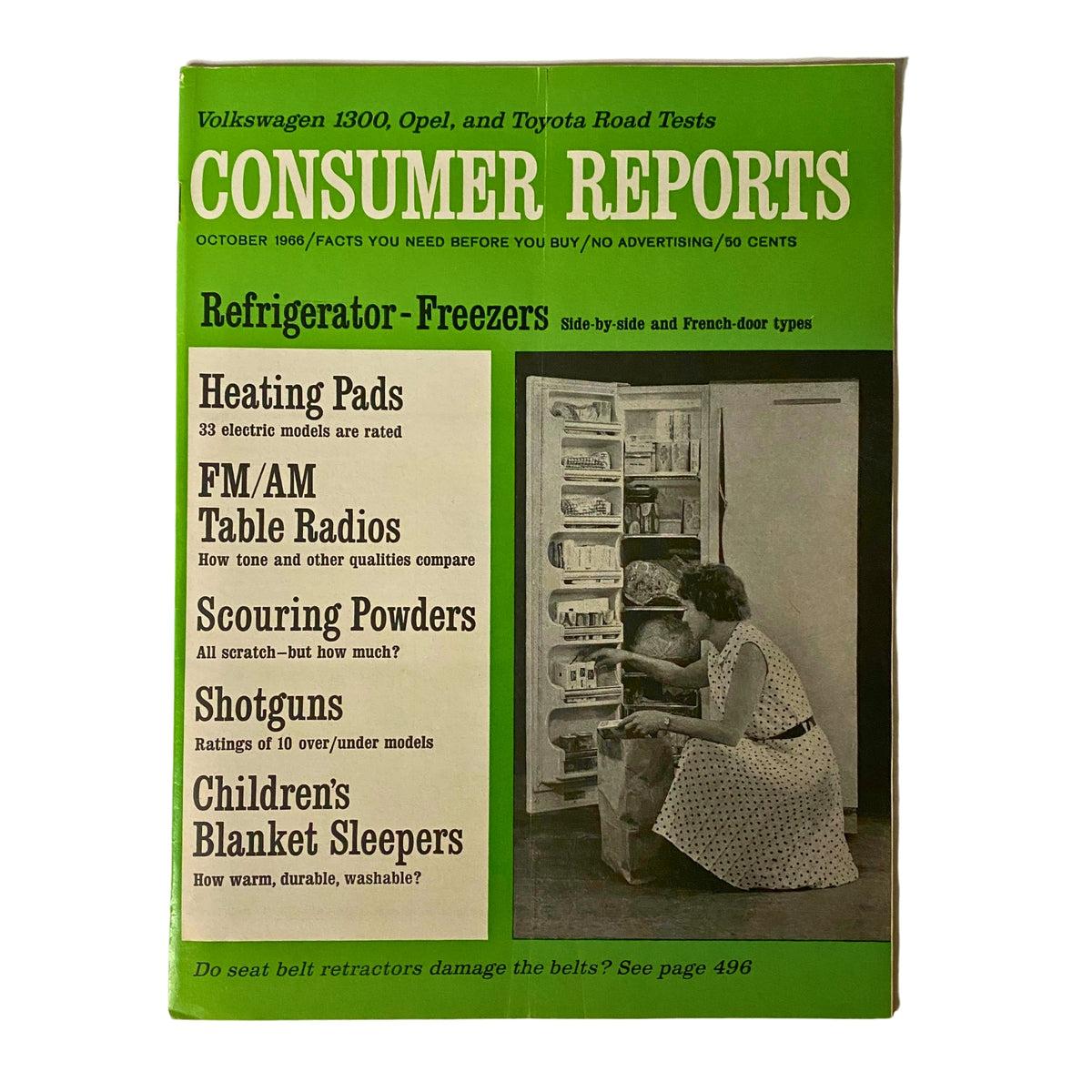 Consumer Reports Magazine October 1966 cover featuring a focus on Refrigerator-Freezers and product evaluations, highlighting various household appliances.