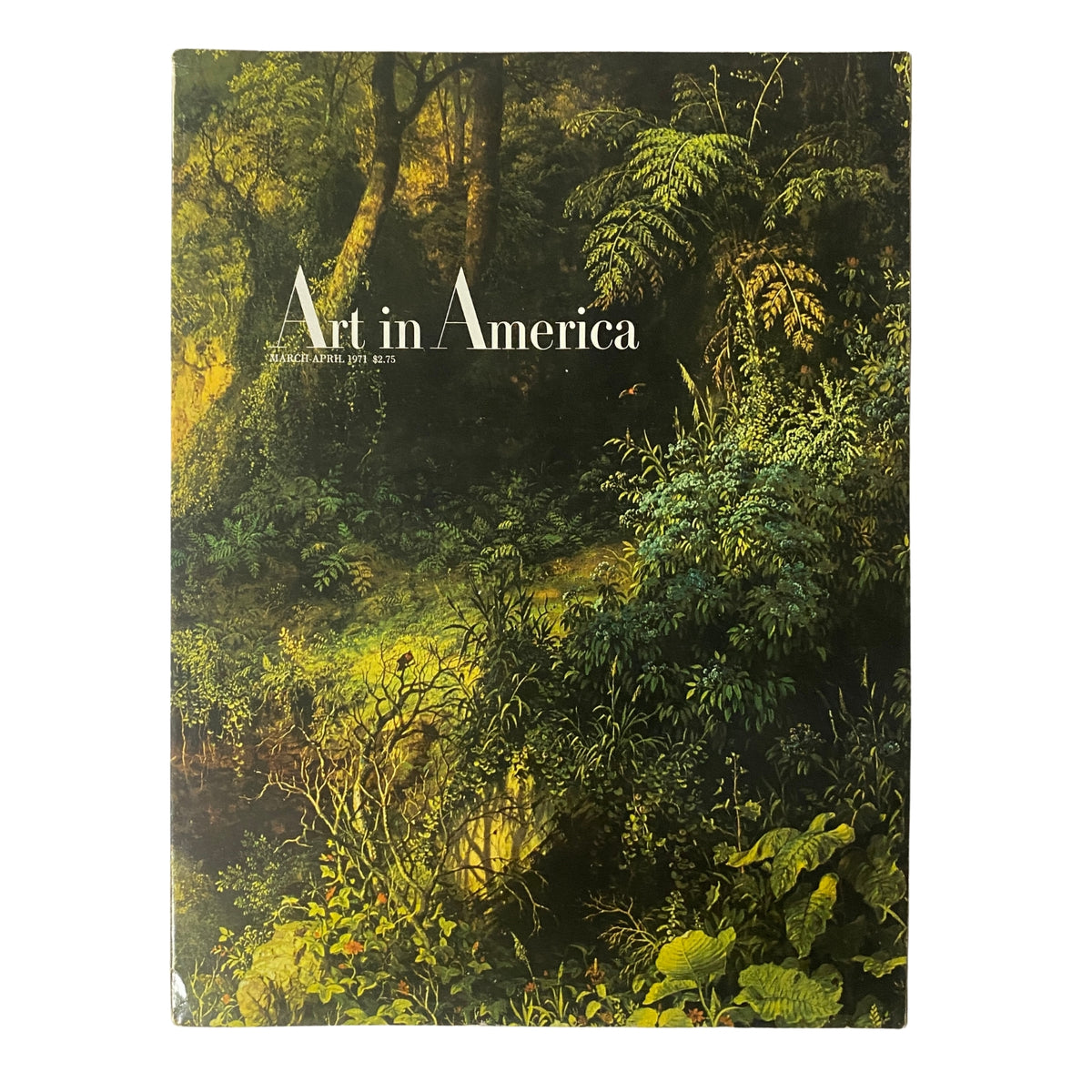 Art in America Magazine March 1971 cover featuring Frederic Edwin Church's landscape art, showcasing lush greenery and natural elements.