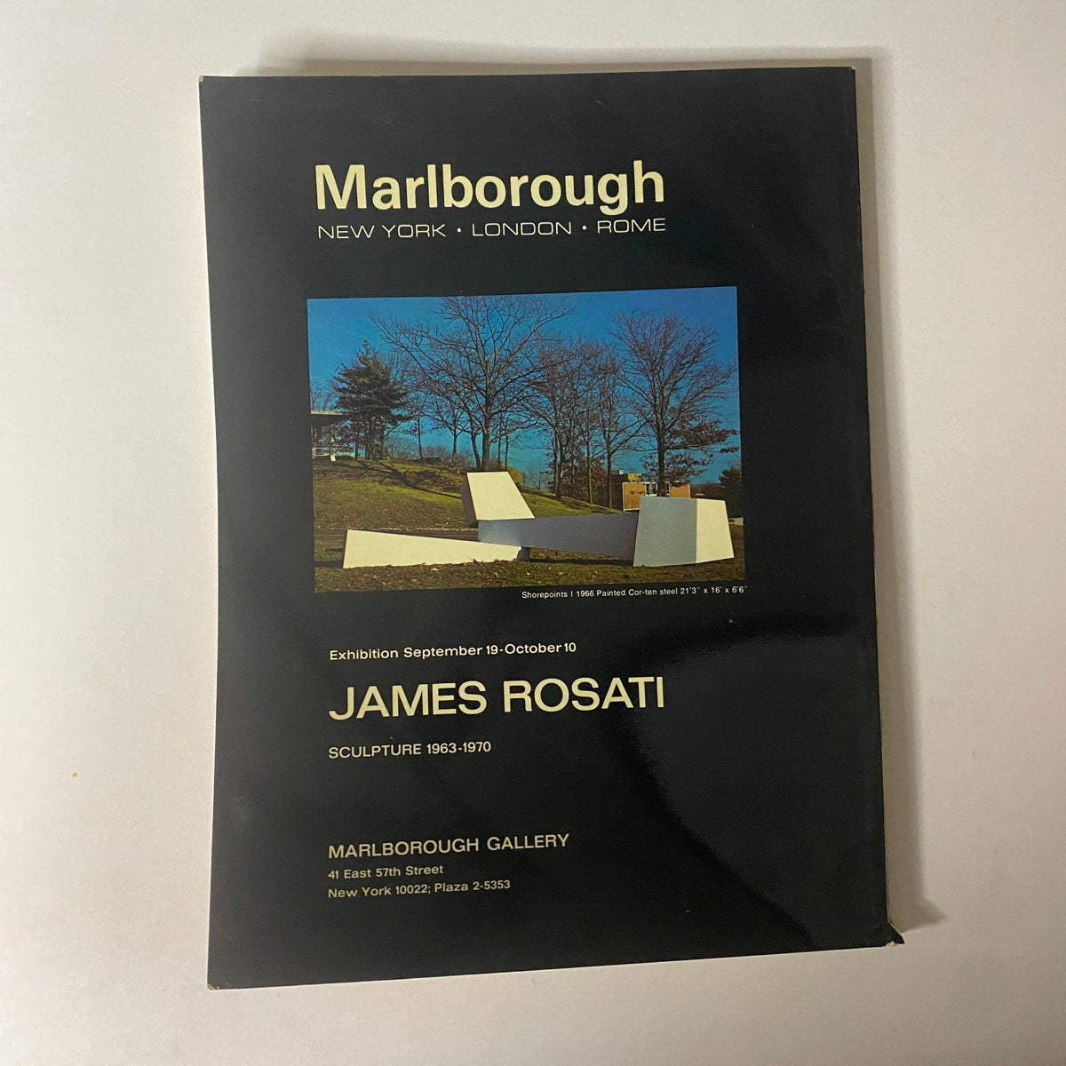 Cover of Marlborough Gallery exhibition catalog featuring James Rosati's sculpture from 1963-1970.