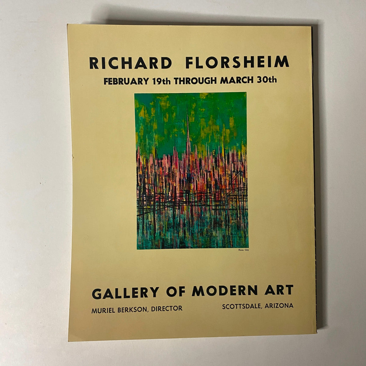 Art in America Magazine March 1966 featuring the promotional poster for Richard Florsheim's art exhibition at the Gallery of Modern Art, Scottsdale, Arizona, with vibrant abstract artwork.