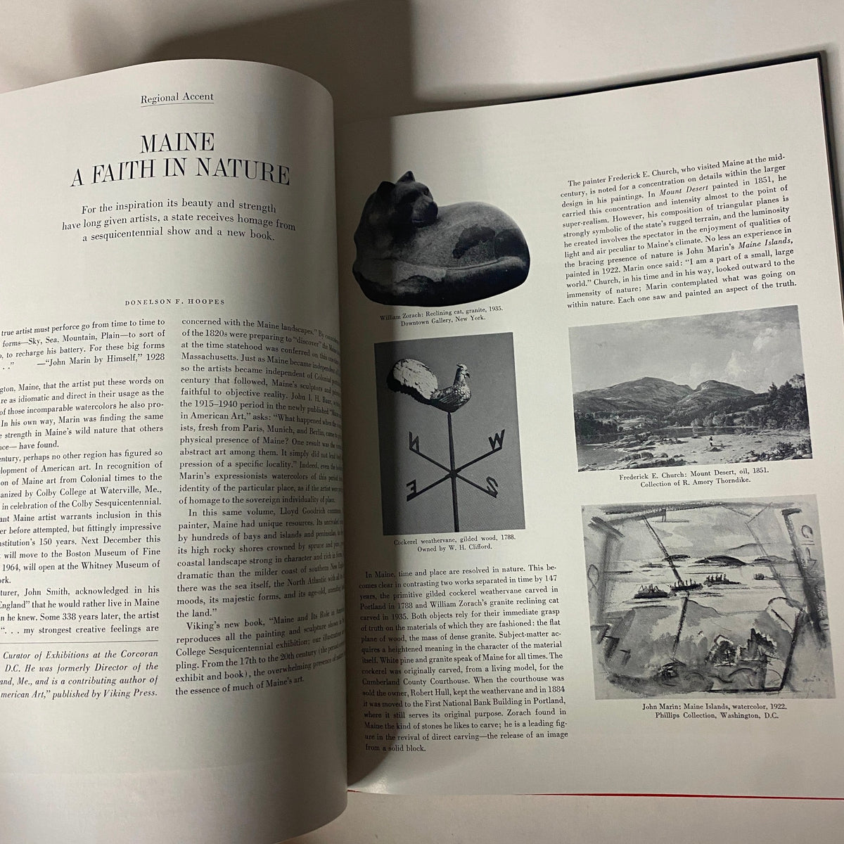Inside pages of Art in America Magazine No. 3 1963 showcasing an article titled 'Maine: A Faith in Nature' with images and text.