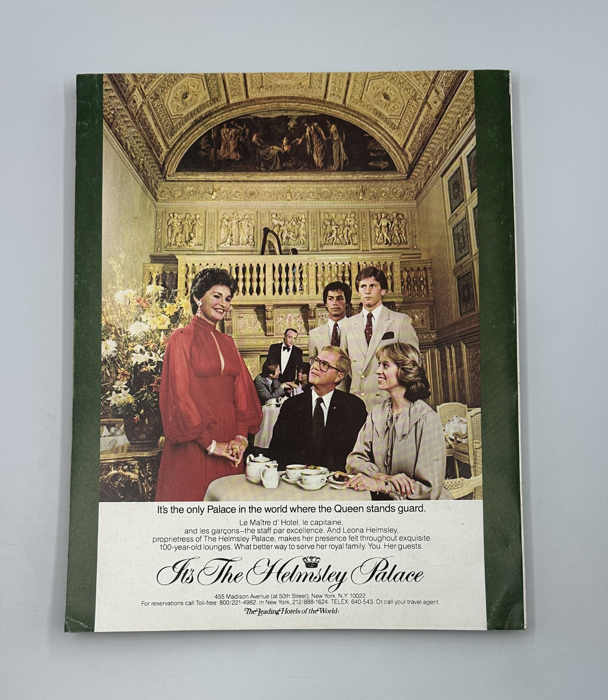 Back cover of Vanity Fair Magazine March 1983 featuring a luxurious dining scene at The Helmsley Palace with elegantly dressed guests.