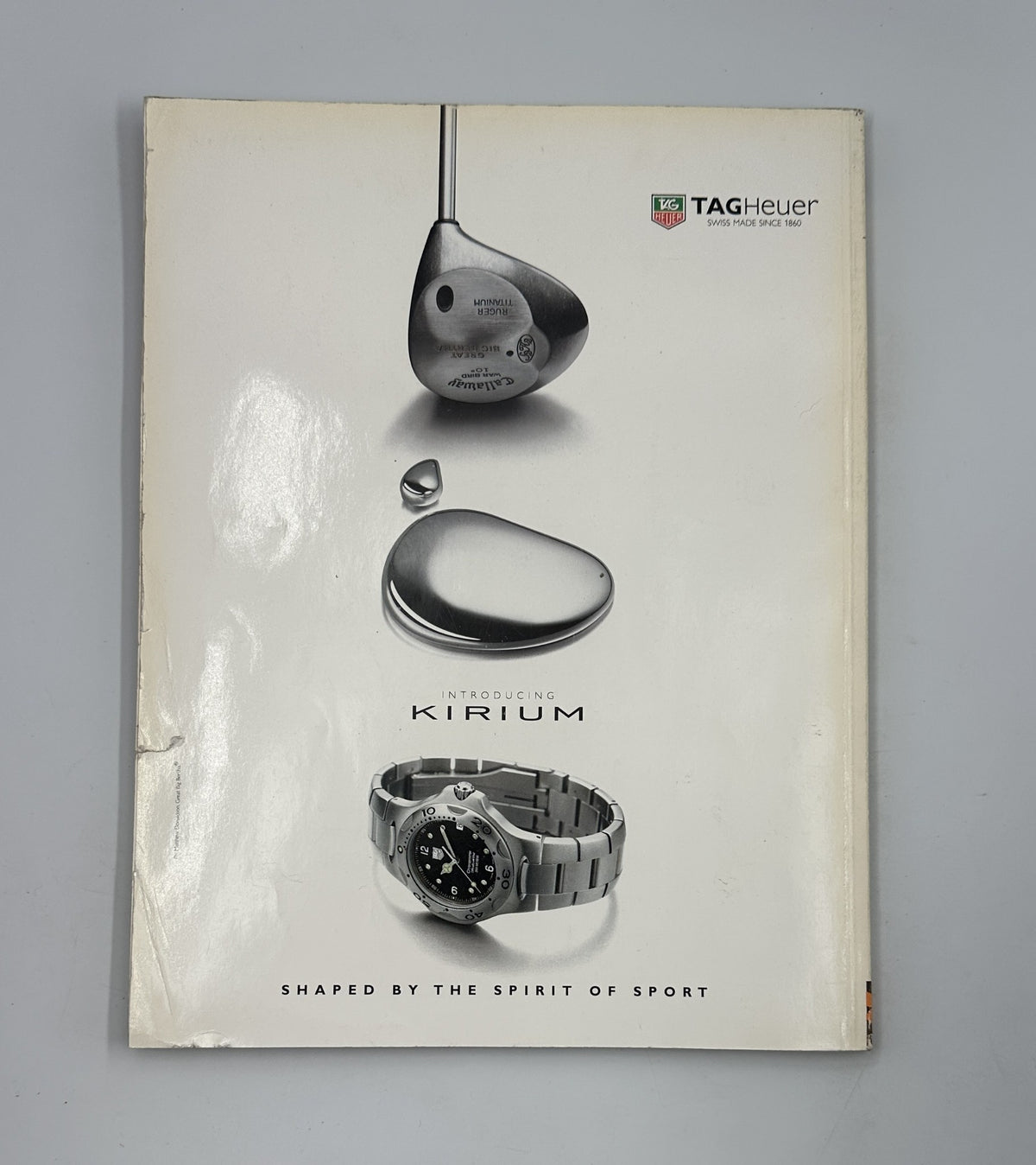 Back cover of Wallpaper Magazine January/February 1998 featuring a sleek TAG Heuer Kirium watch, emphasizing luxury in design and sporty elegance.