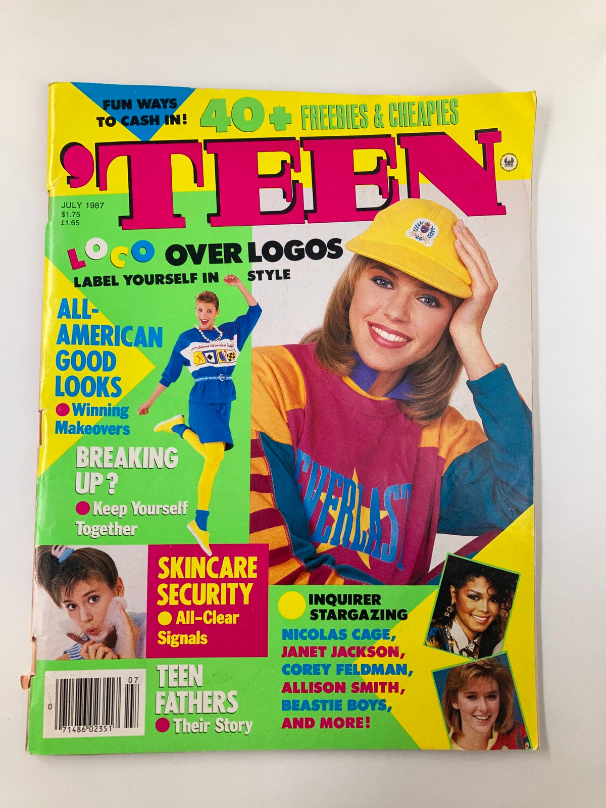 VTG Teen Magazine July 1987 cover featuring vibrant colors and iconic pop culture stars.
