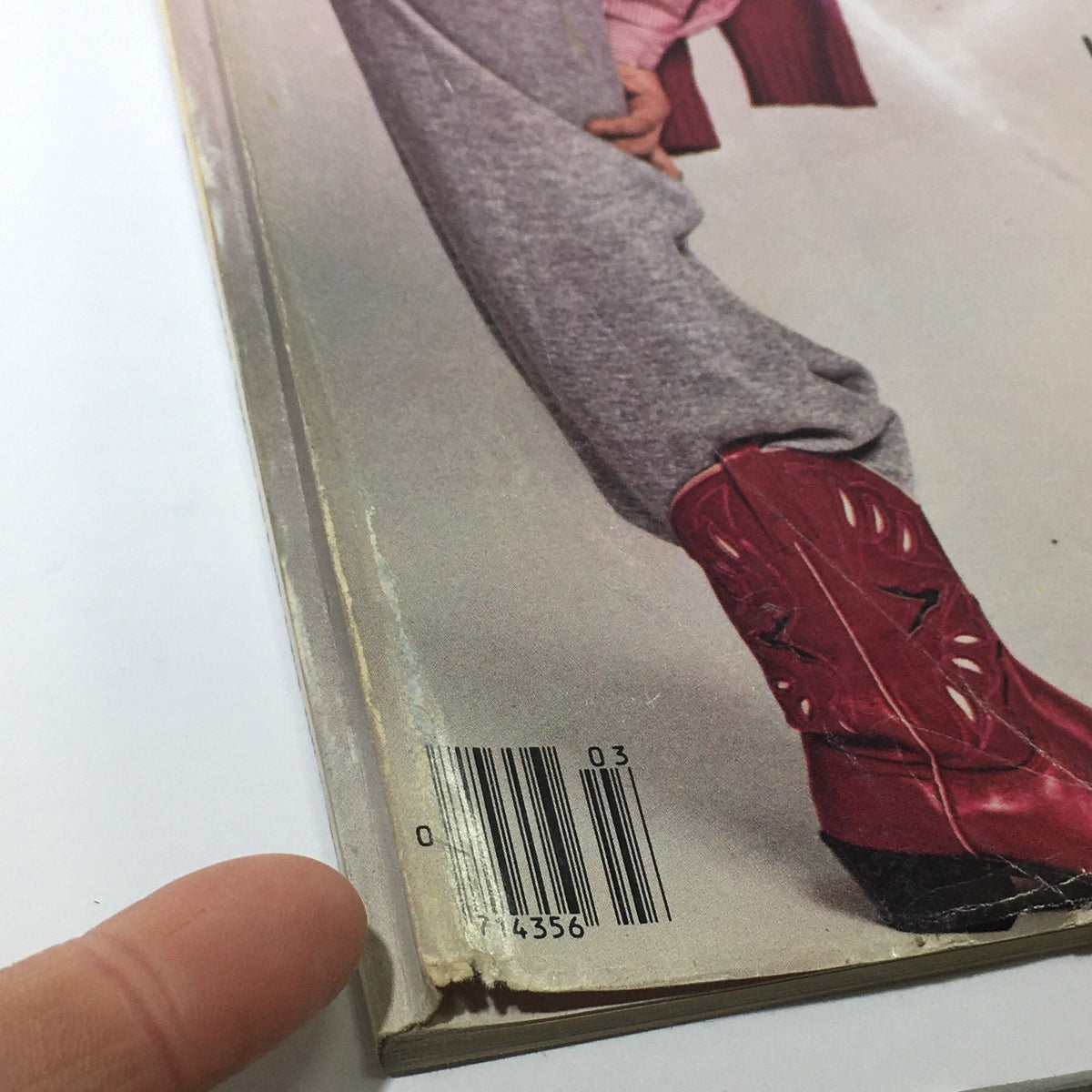 Close-up view of the back cover of the VTG Seventeen Magazine: March 1980 - Caitlin Abramovitz Cover, showing the barcode and slight wear including a tear.
