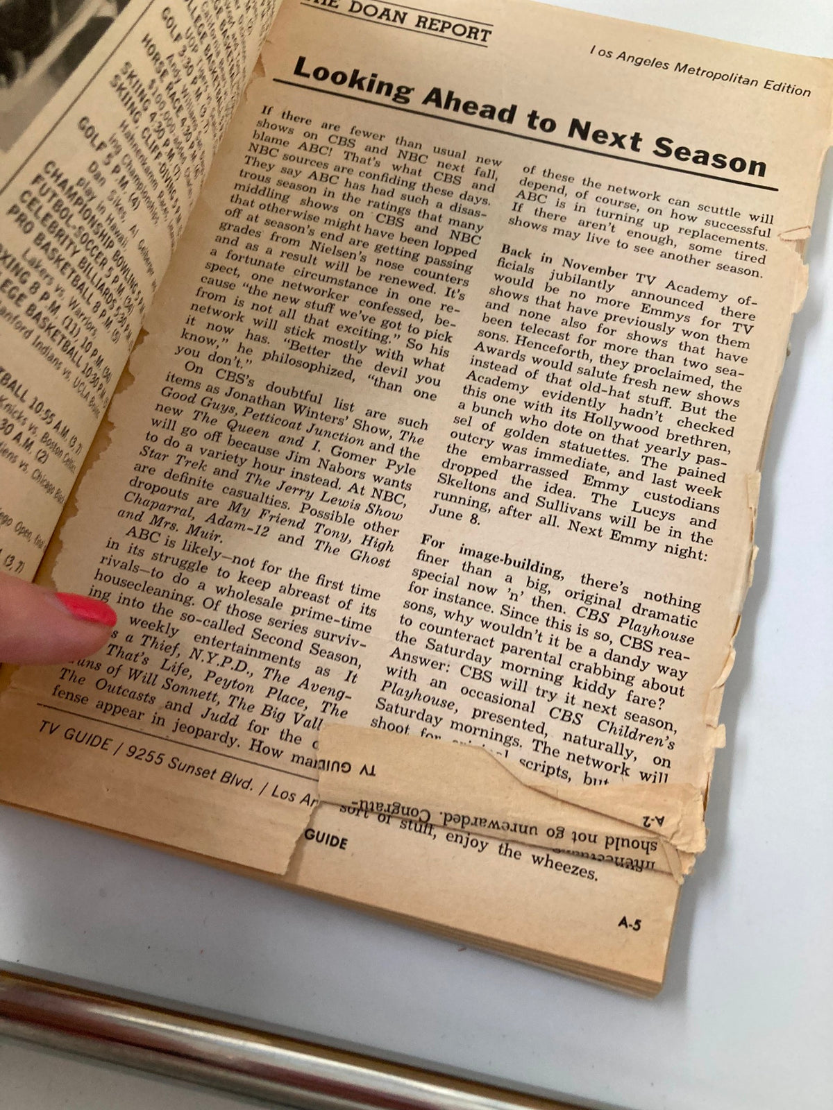 The Doan Report section in TV Guide Magazine February 1, 1969, discussing upcoming television shows and changes in programming, reflecting the industry trends of the time.