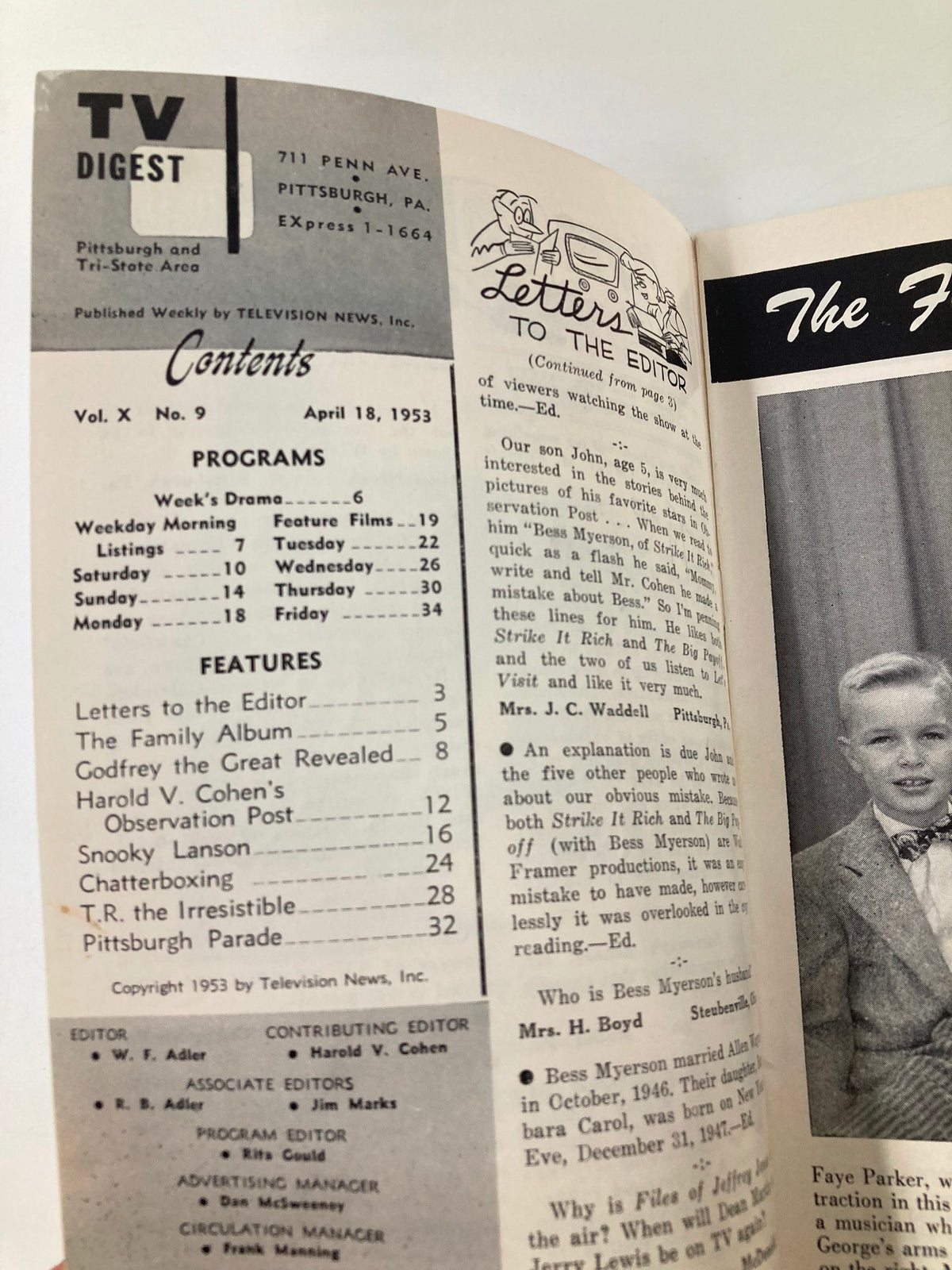 TV Digest Magazine April 18 1953 Godfrey the Great Pittsburgh/Tri State Edition