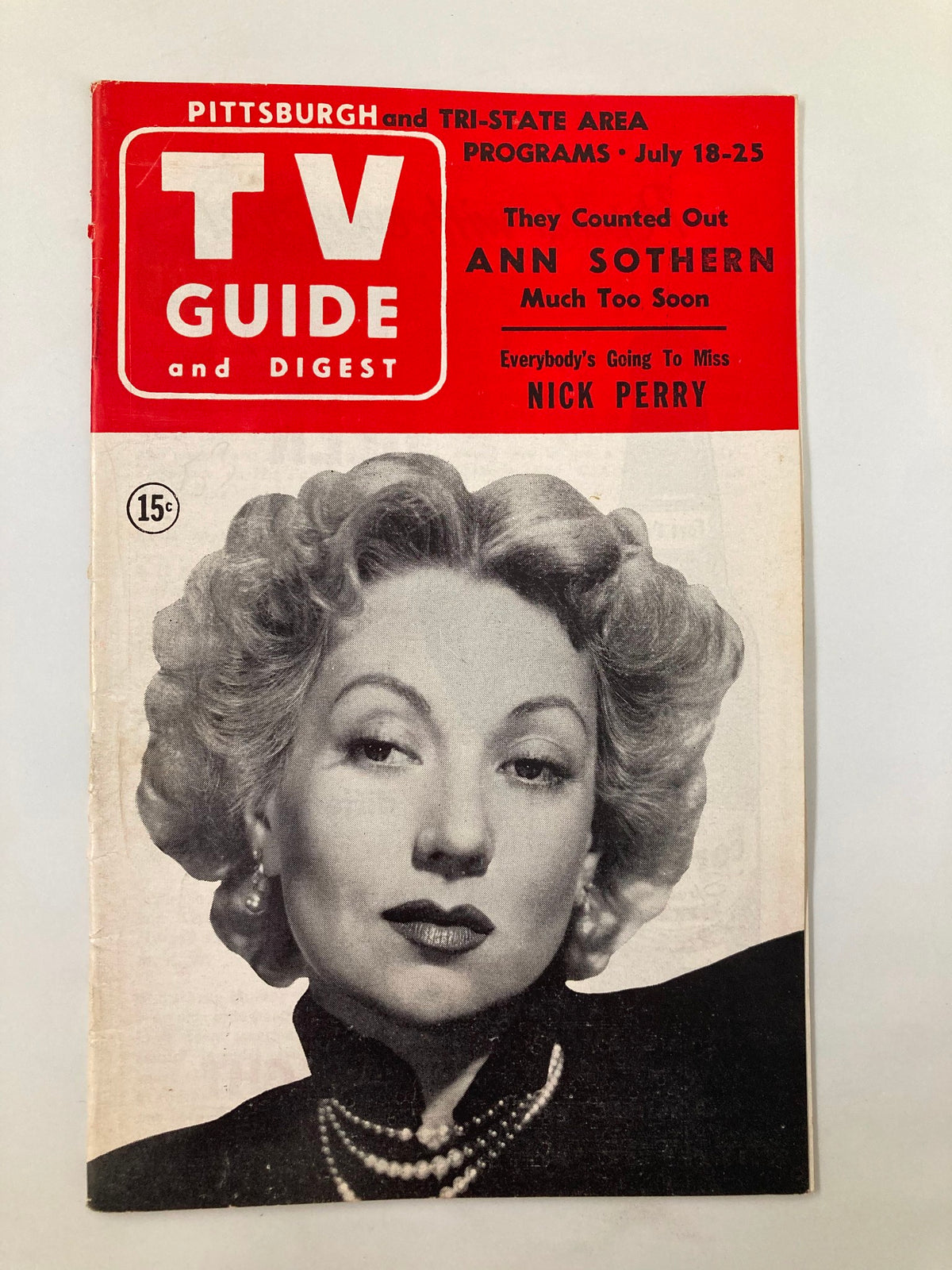 Cover of the TV Digest Magazine from July 18, 1953 featuring Ann Sothern, showcasing vintage television programming and celebrity culture from the Pittsburgh/Tri-State area.