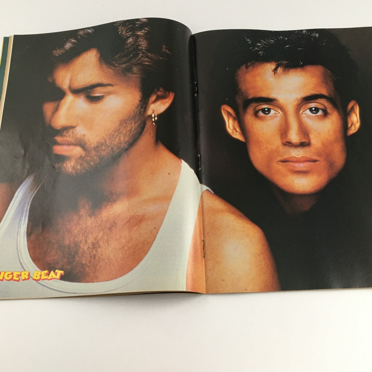 Tiger Beat Magazine December 1986 featuring George Michael and Davy Jones, showcasing iconic pop culture stars from the 80s.
