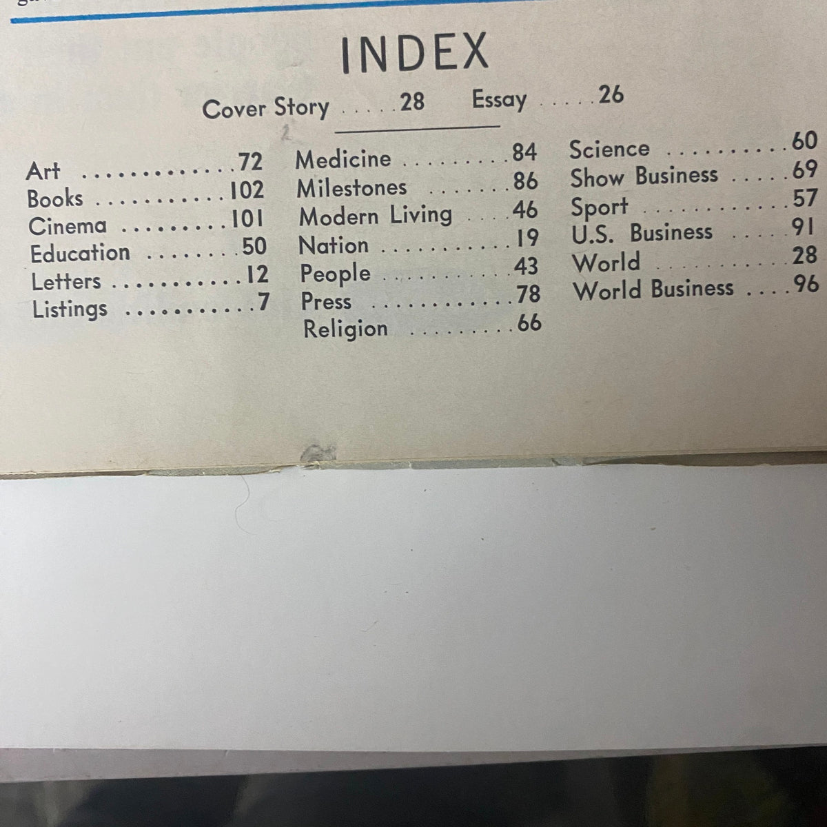 Index page of Time Magazine September 15, 1967 issue featuring a list of sections including Cover Story and Essay, relevant to the article on Nguyễn Văn Thiệu.