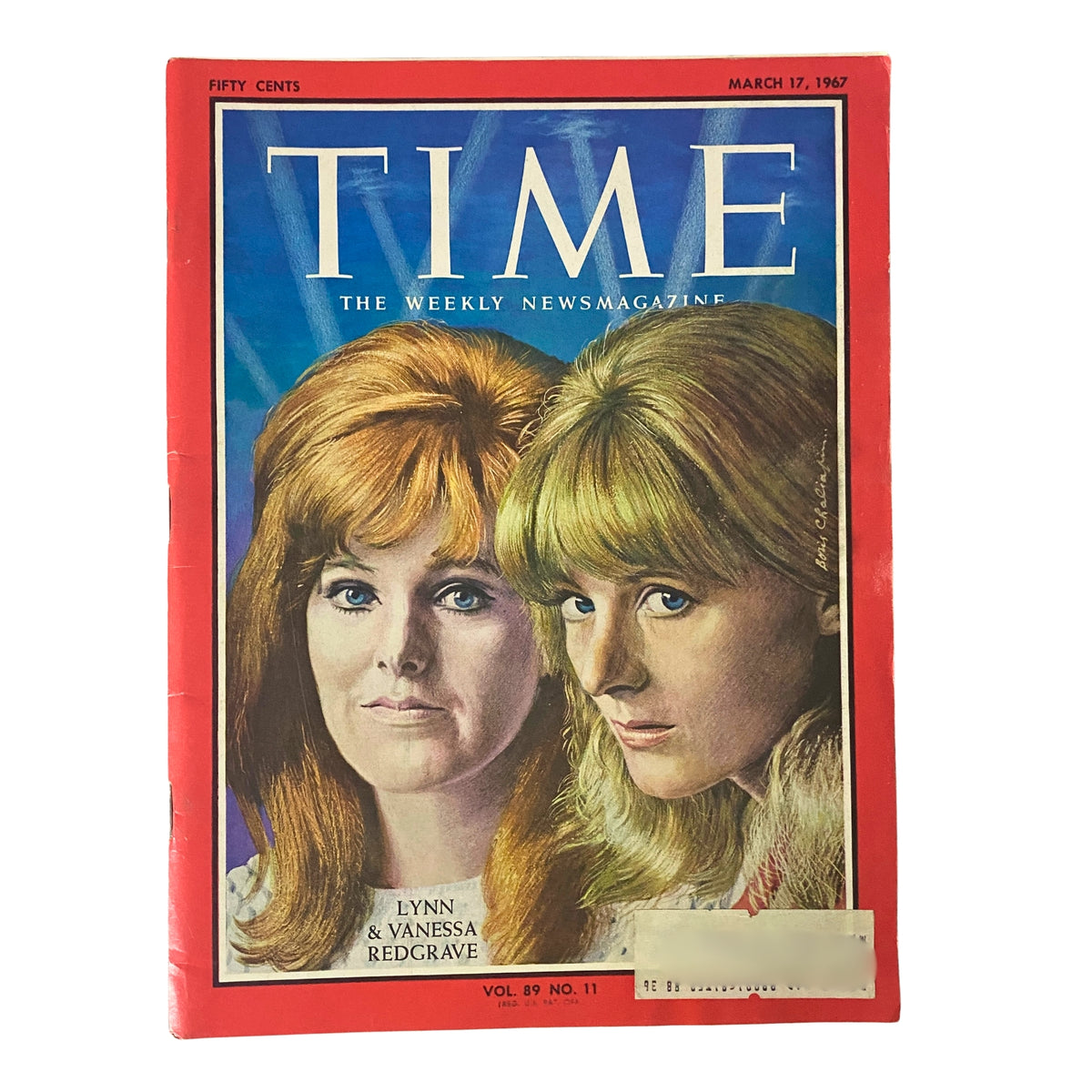 Time Magazine March 17, 1967, Vol 89 No. 11 featuring Lynn and Vanessa Redgrave on the cover, showcasing their prominence in theater and film.