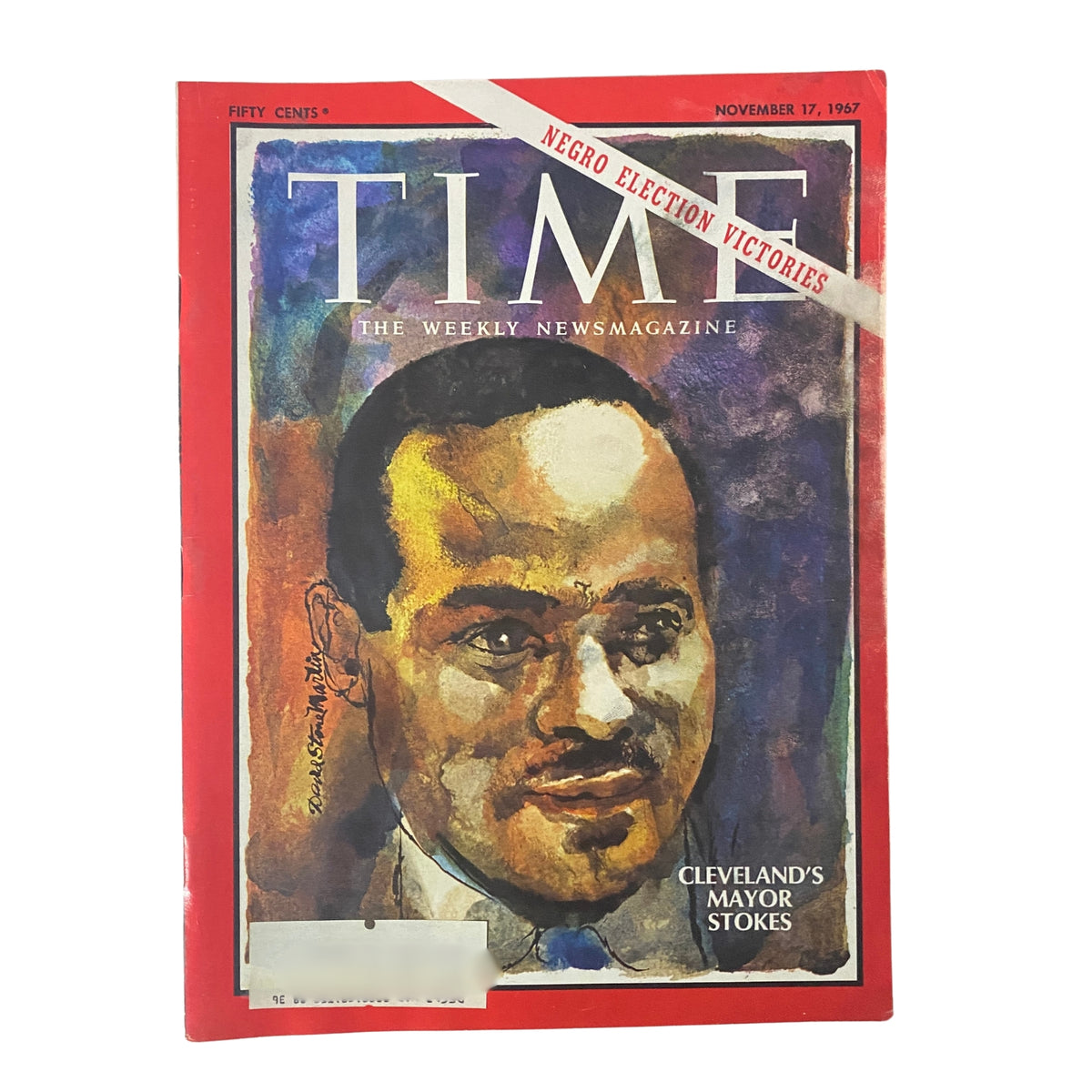 Time Magazine November 17, 1967 cover featuring Cleveland's Mayor Carl Stokes, highlighting his historic election as the first Black mayor of a major U.S. city.
