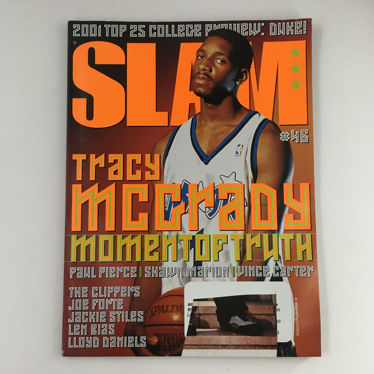 Cover of Slam Magazine November 2000 Issue #46 featuring NBA stars Tracy McGrady and Paul Pierce often recognized for their impact on basketball.