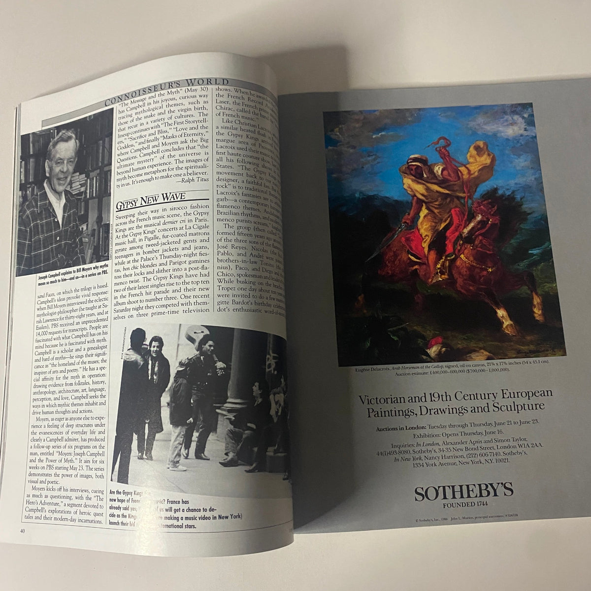 Interior page of the June 1988 Connoisseur Magazine showcasing an article and artwork, reflecting the magazine's focus on artistic expressions and cultural analysis.